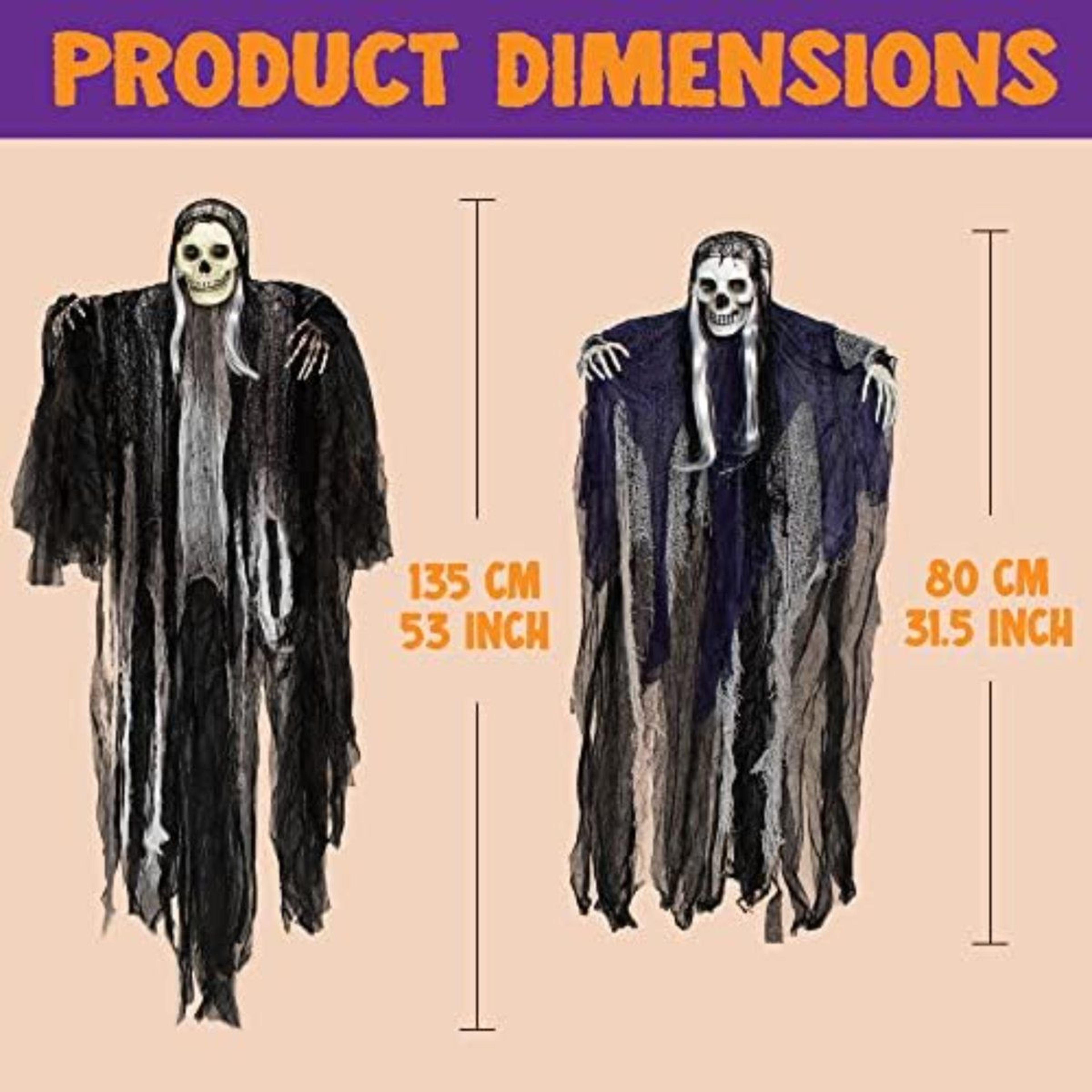 3Pack Hanging Halloween Grim Reaper Skeleton Decorations With Adjustable Arms 5