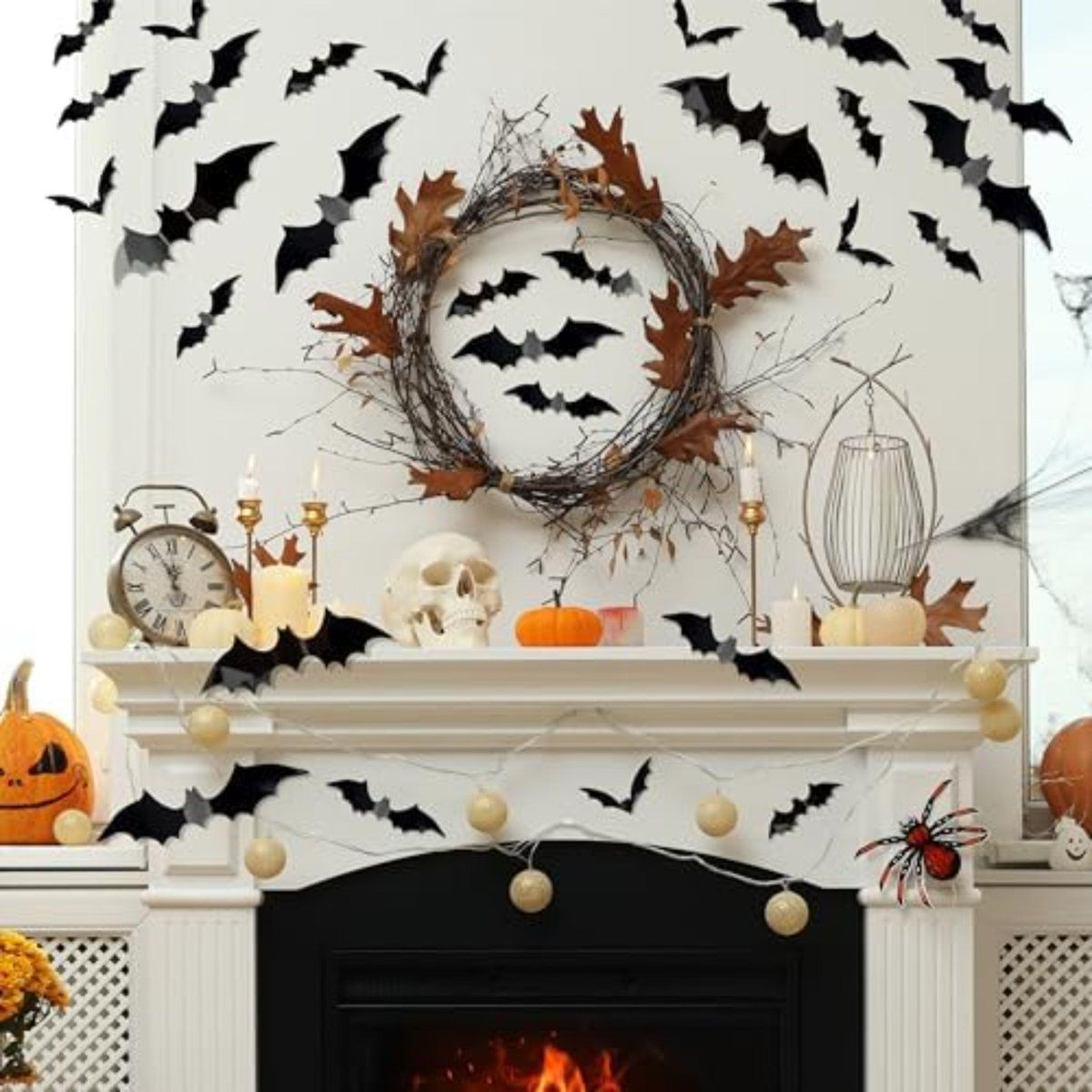 120 Pcs 3D Halloween Bat Wall Decorations With Adhesive Stickers In 4 Sizes 1