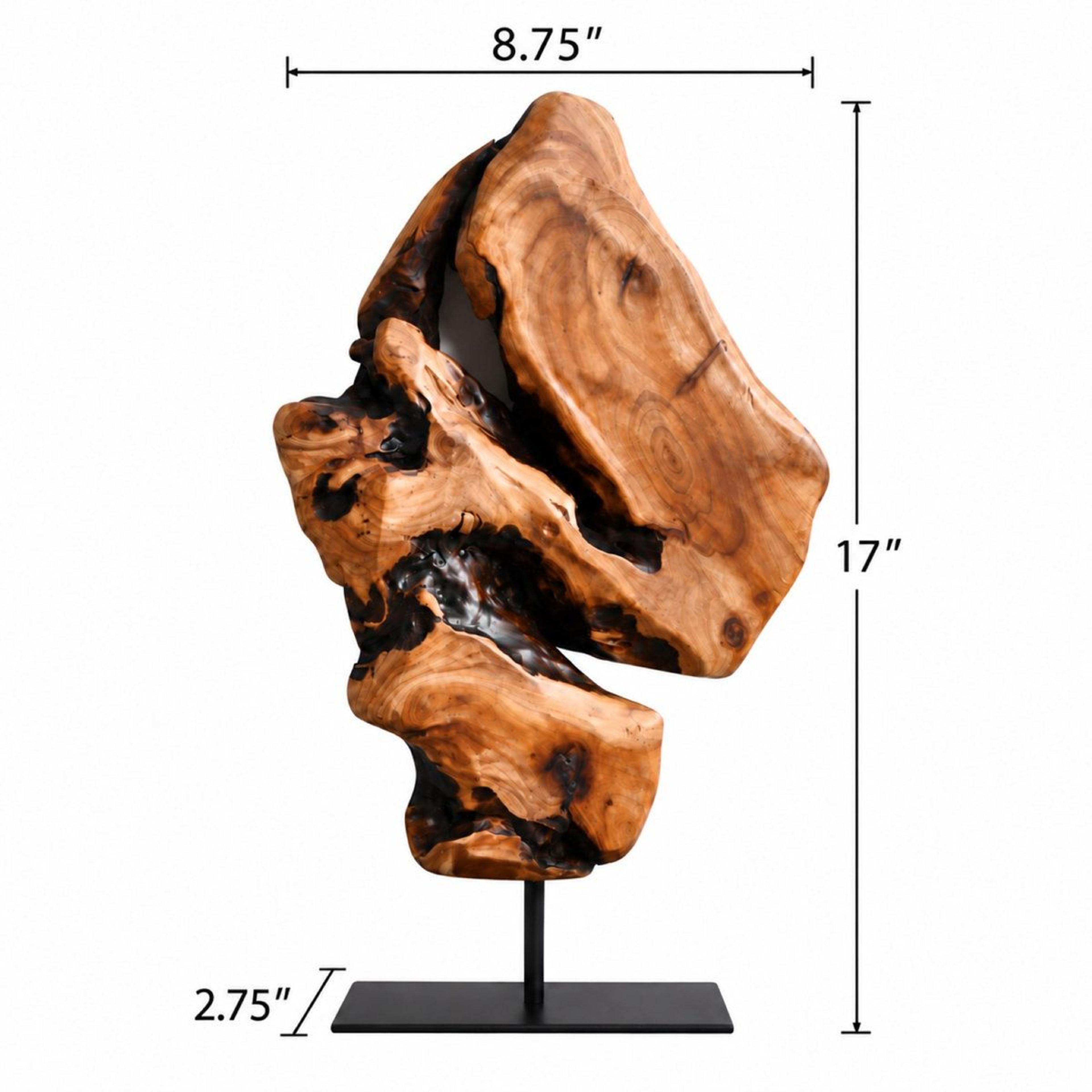 Handmade Cedar Wood Figurine Sculpture  Brown Decorative Accent 17 Inch 2