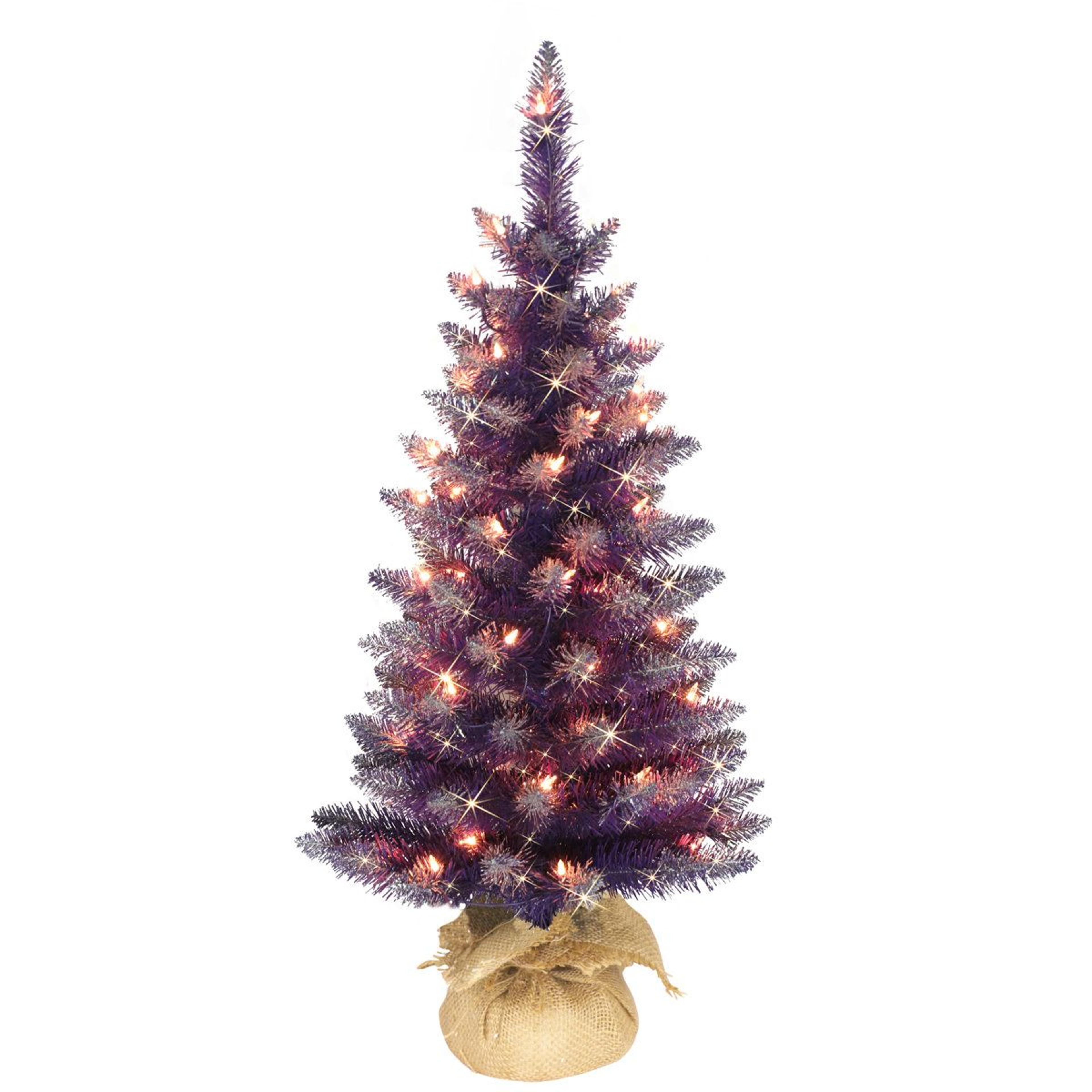 3-foot pre-lit purple artificial spruce christmas tree with 50 warm white lights