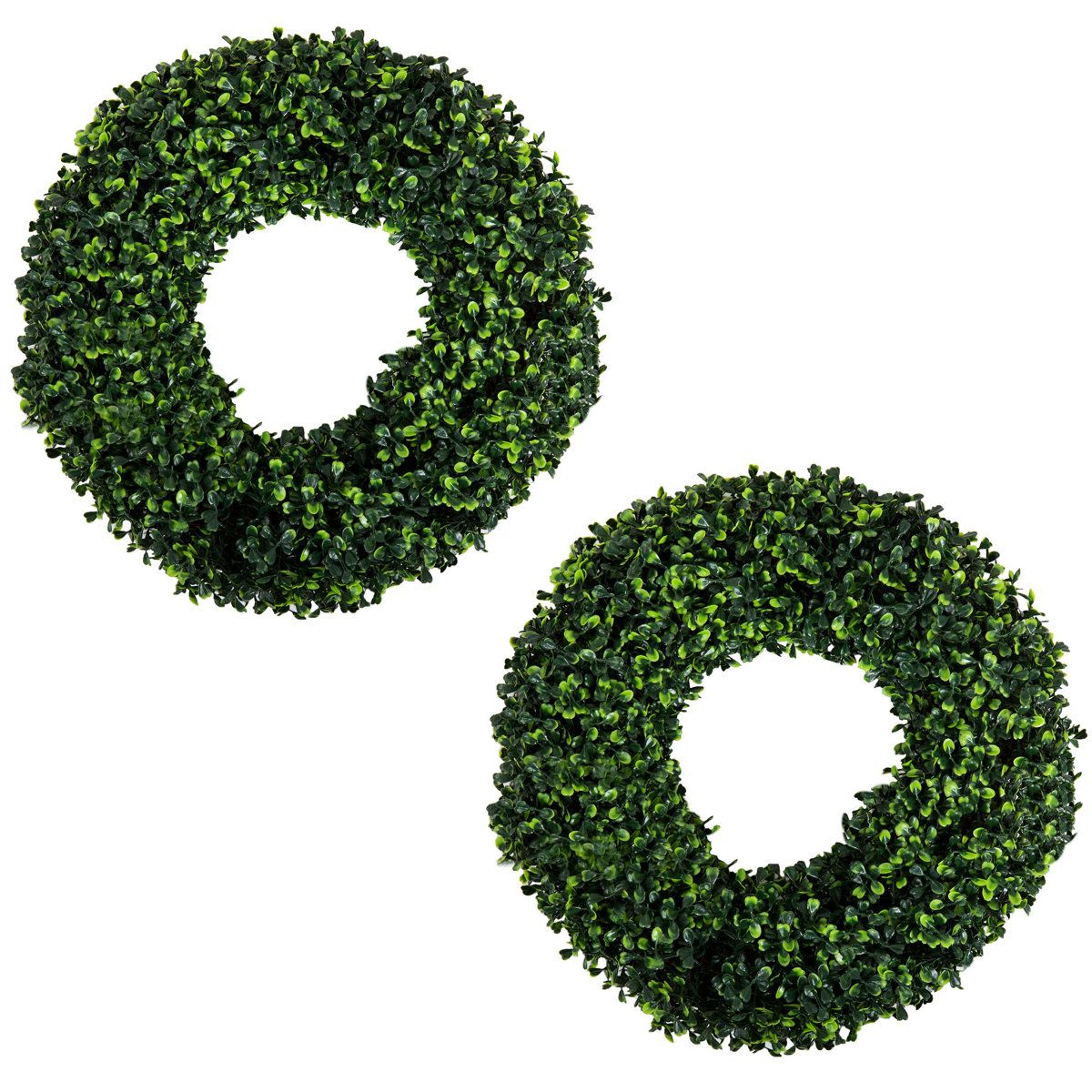 artificial boxwood wreaths 16.5-inch round greenery for front door set of 2
