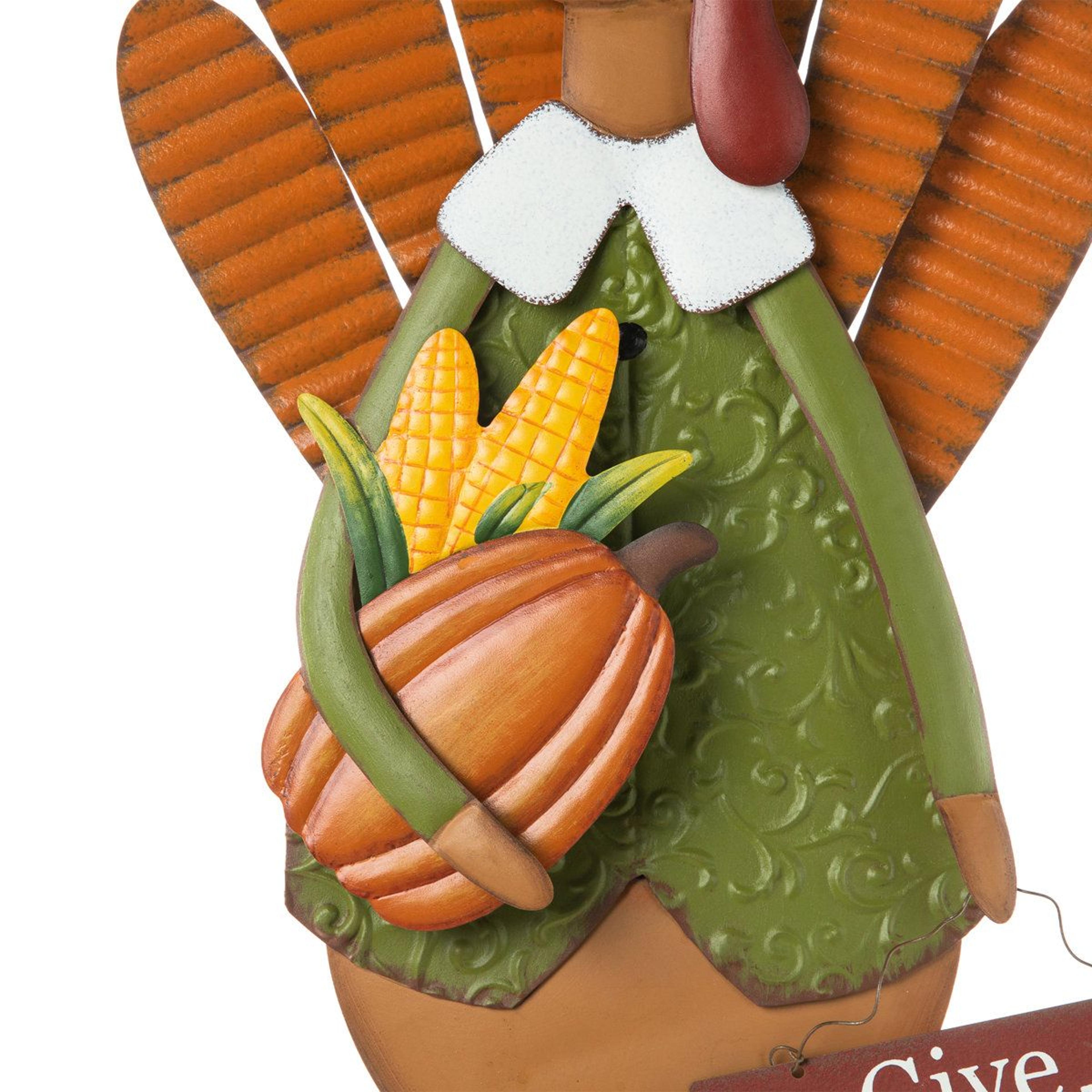 36Inch Thanksgiving Metal Turkey Yard Stake With Give Thanks Sign 7