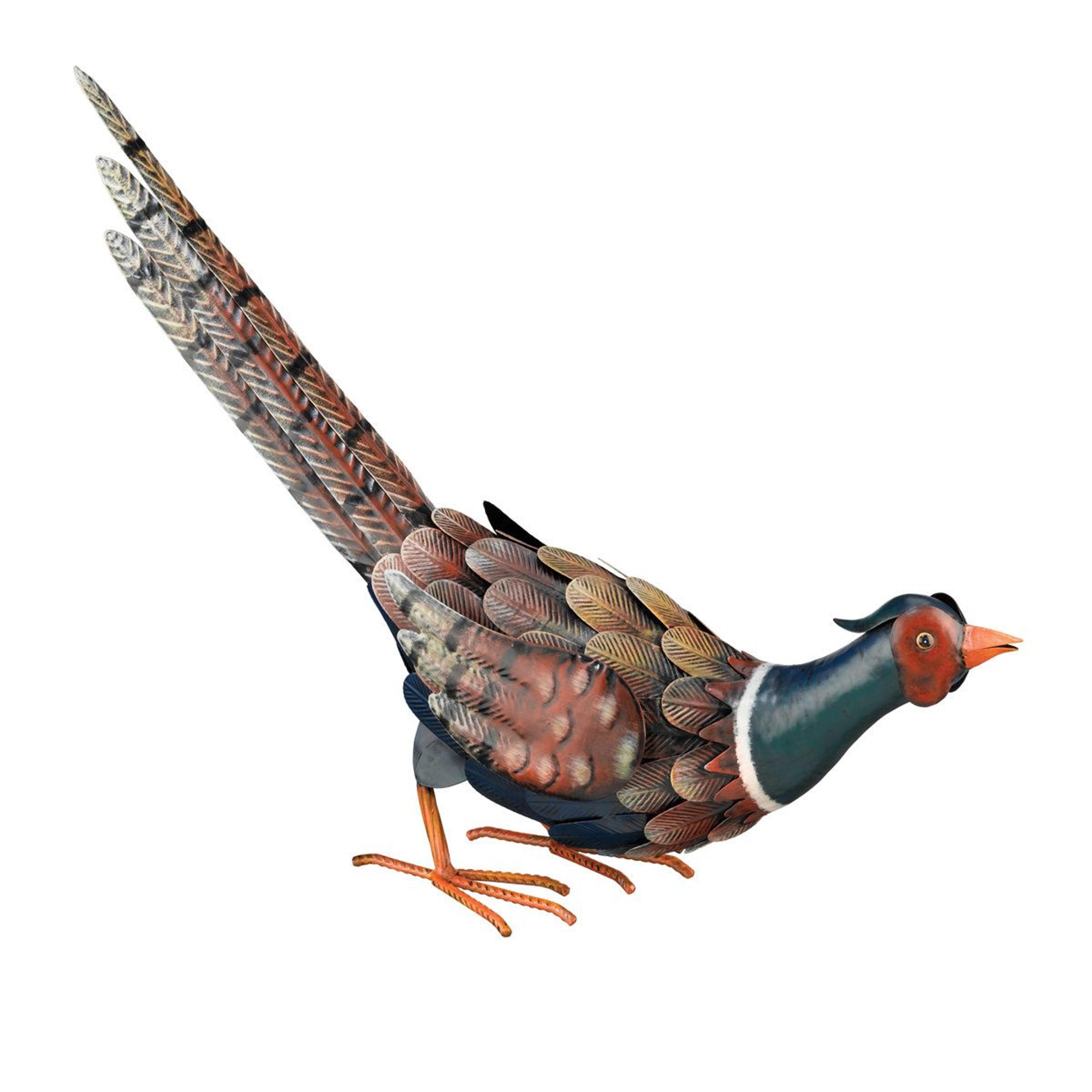 handcrafted metal pheasant garden statue – long tail outdoor bird decoration