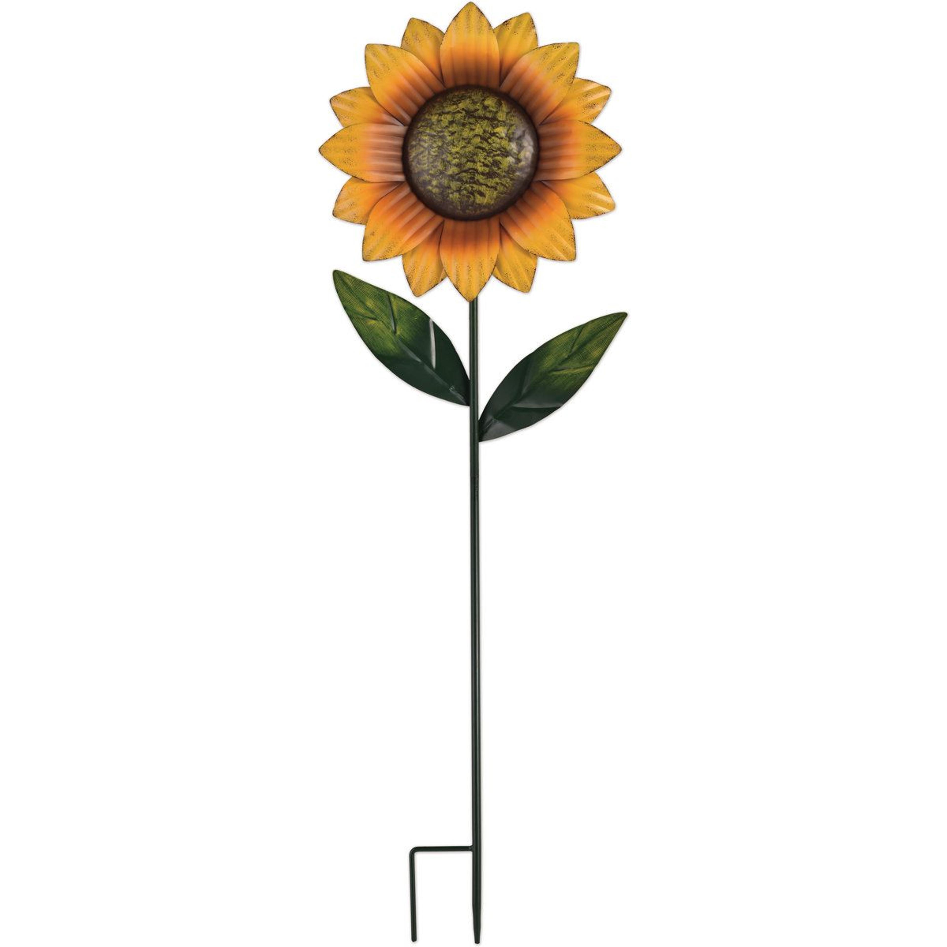 metal outdoor garden stake decoration in yellow and green