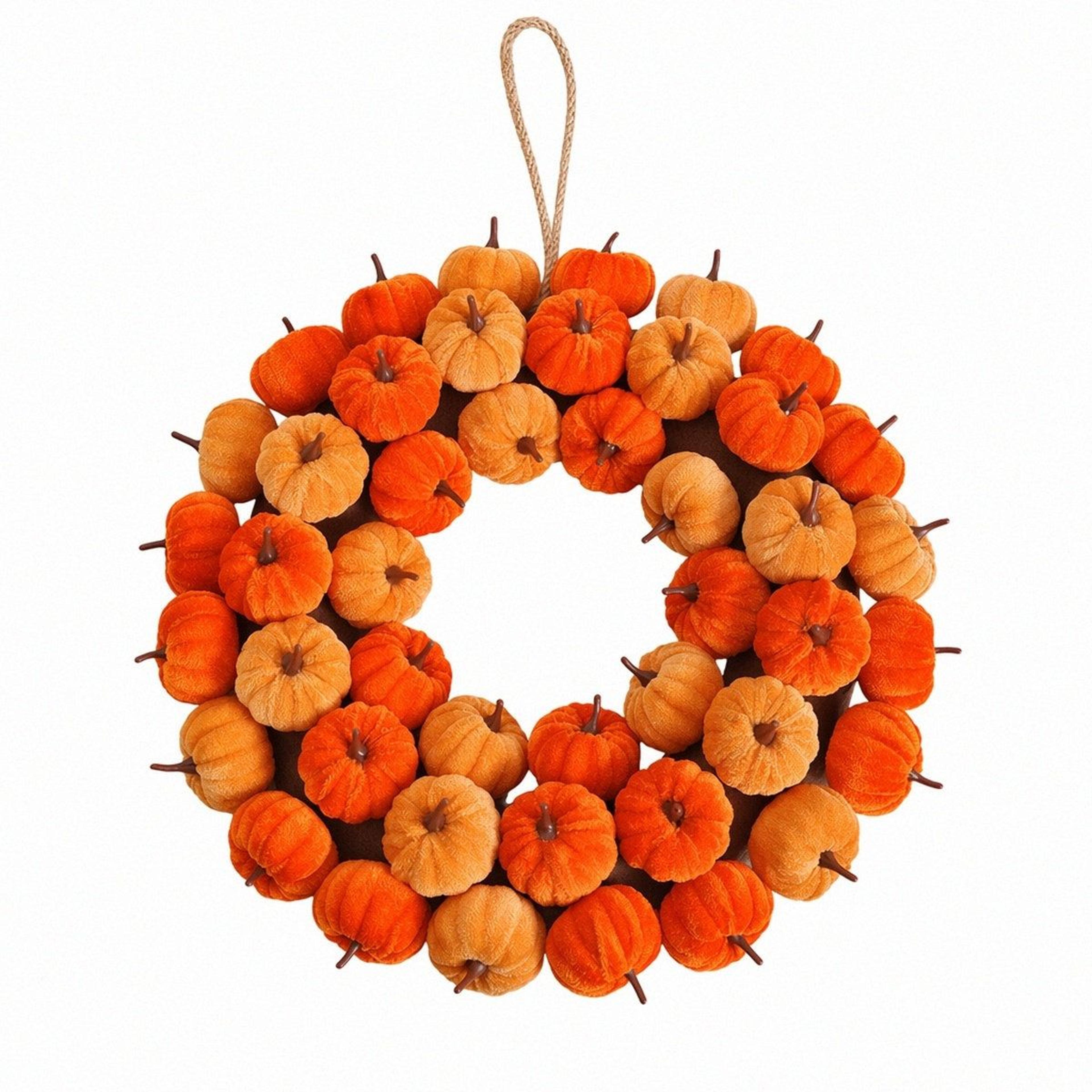 artificial fall pumpkin wreath for thanksgiving and autumn door decor