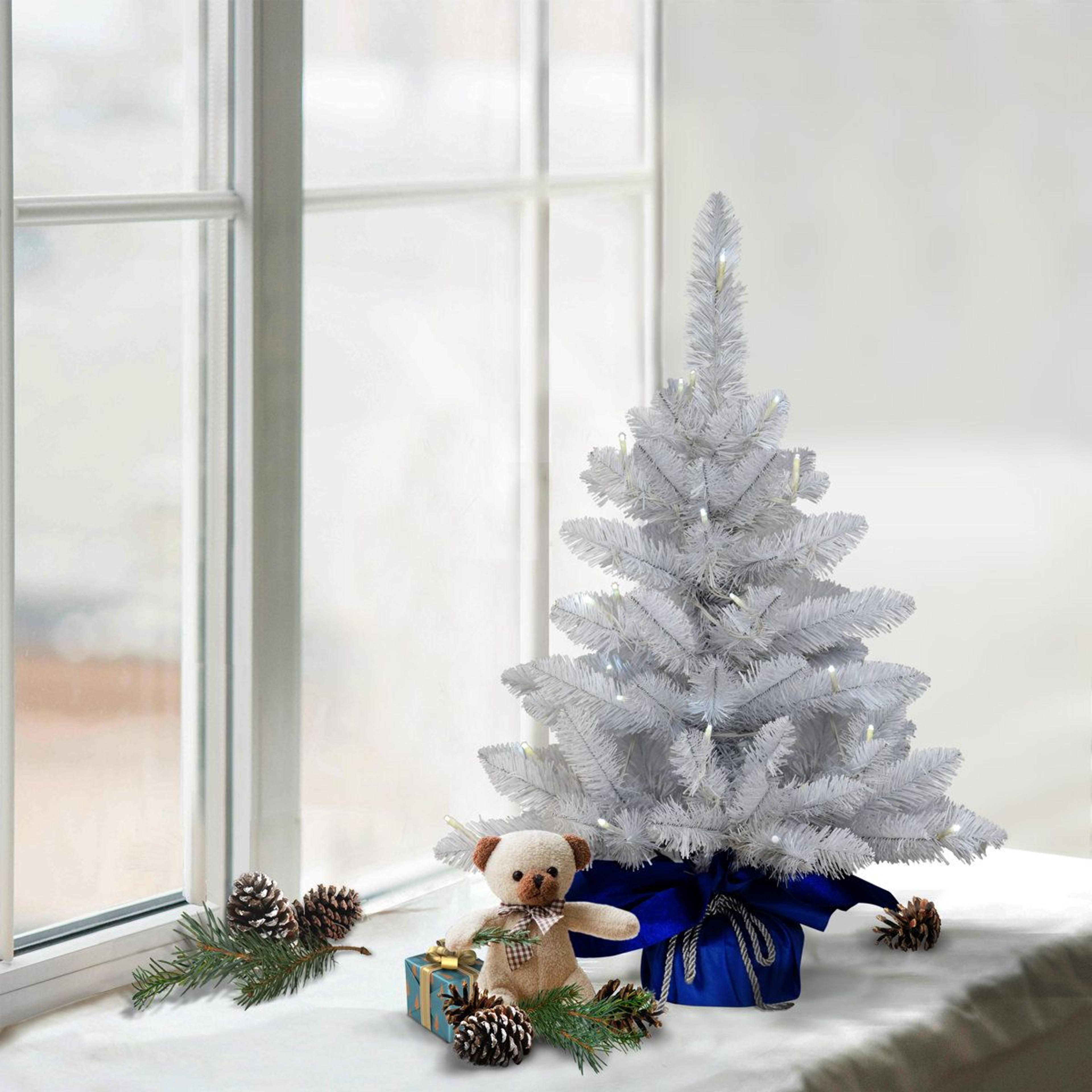 24-inch pre-lit artificial pine christmas tree with warm white led lights