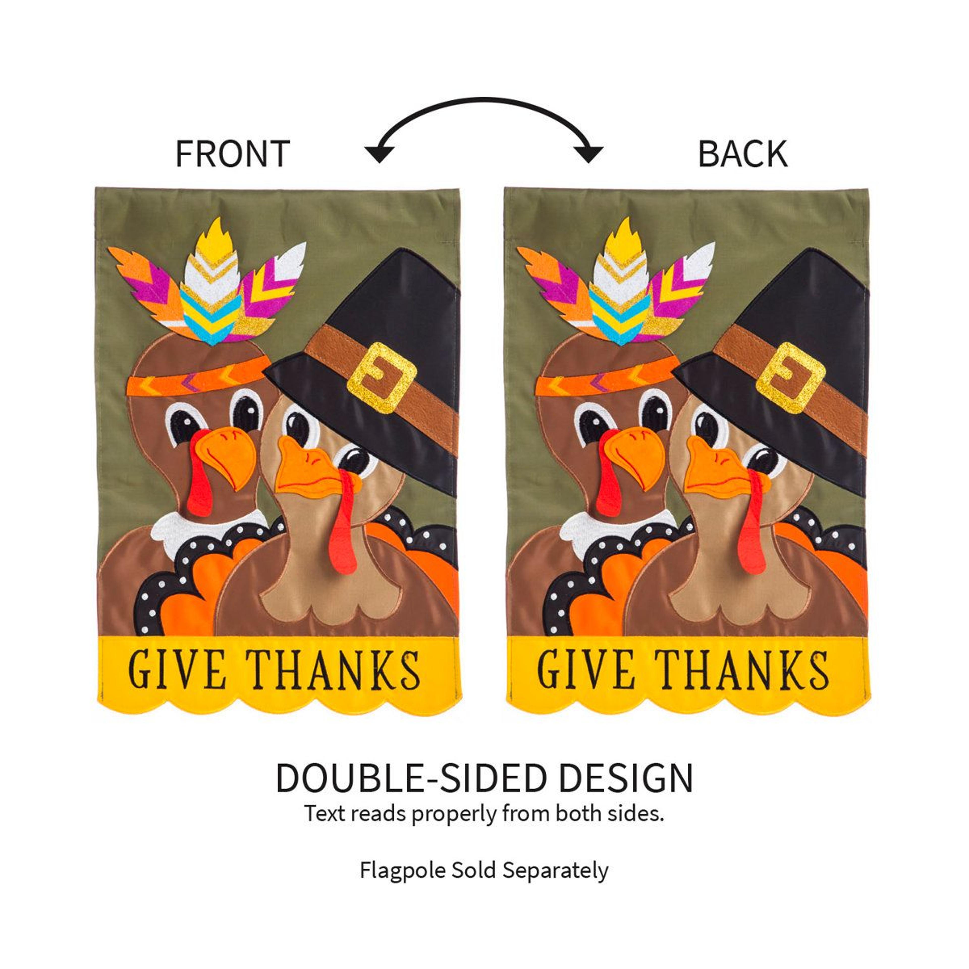 Thanksgiving Turkey Couple Garden Flag DoubleSided Polyester 18 X 125 Inches 2