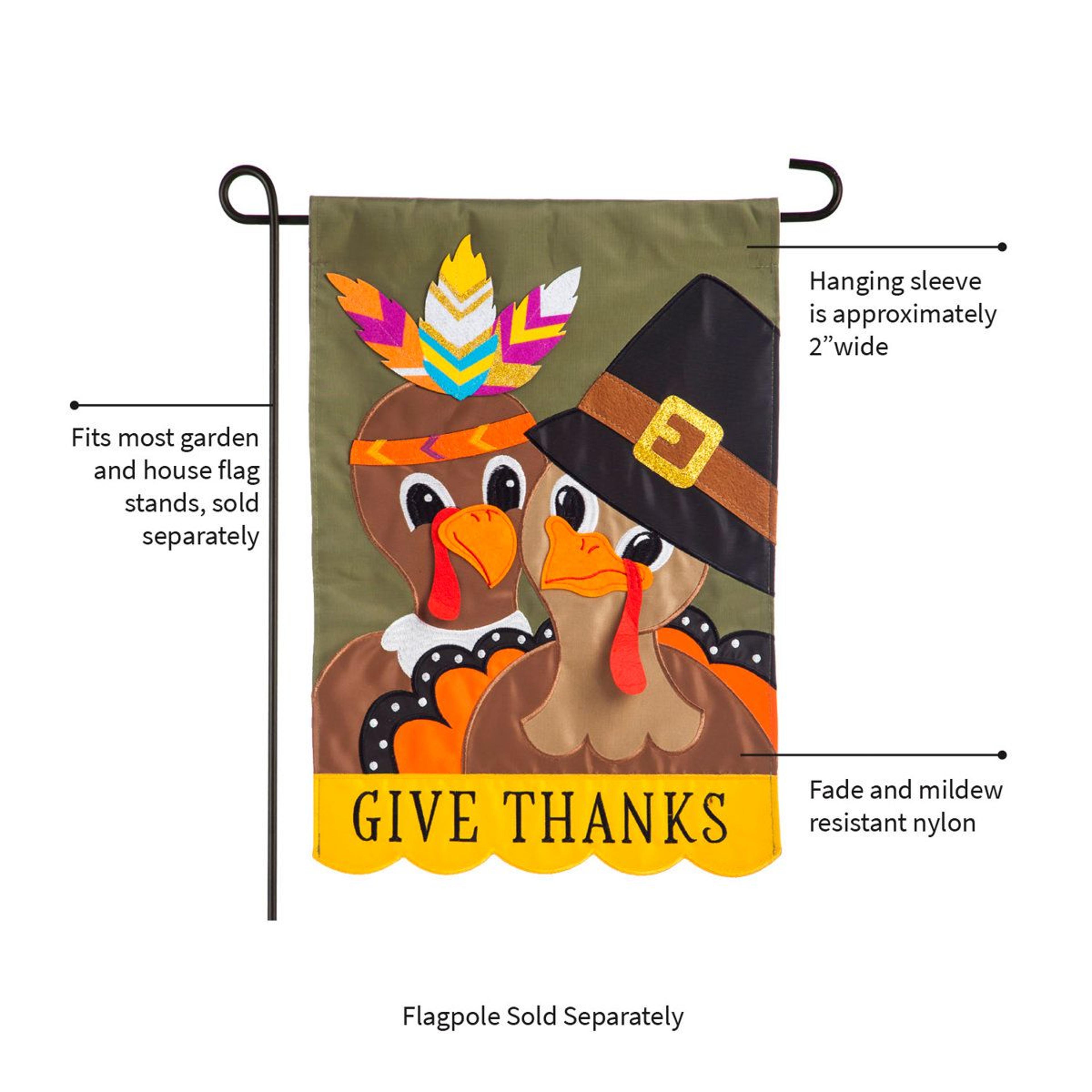 Thanksgiving Turkey Couple Garden Flag DoubleSided Polyester 18 X 125 Inches 4