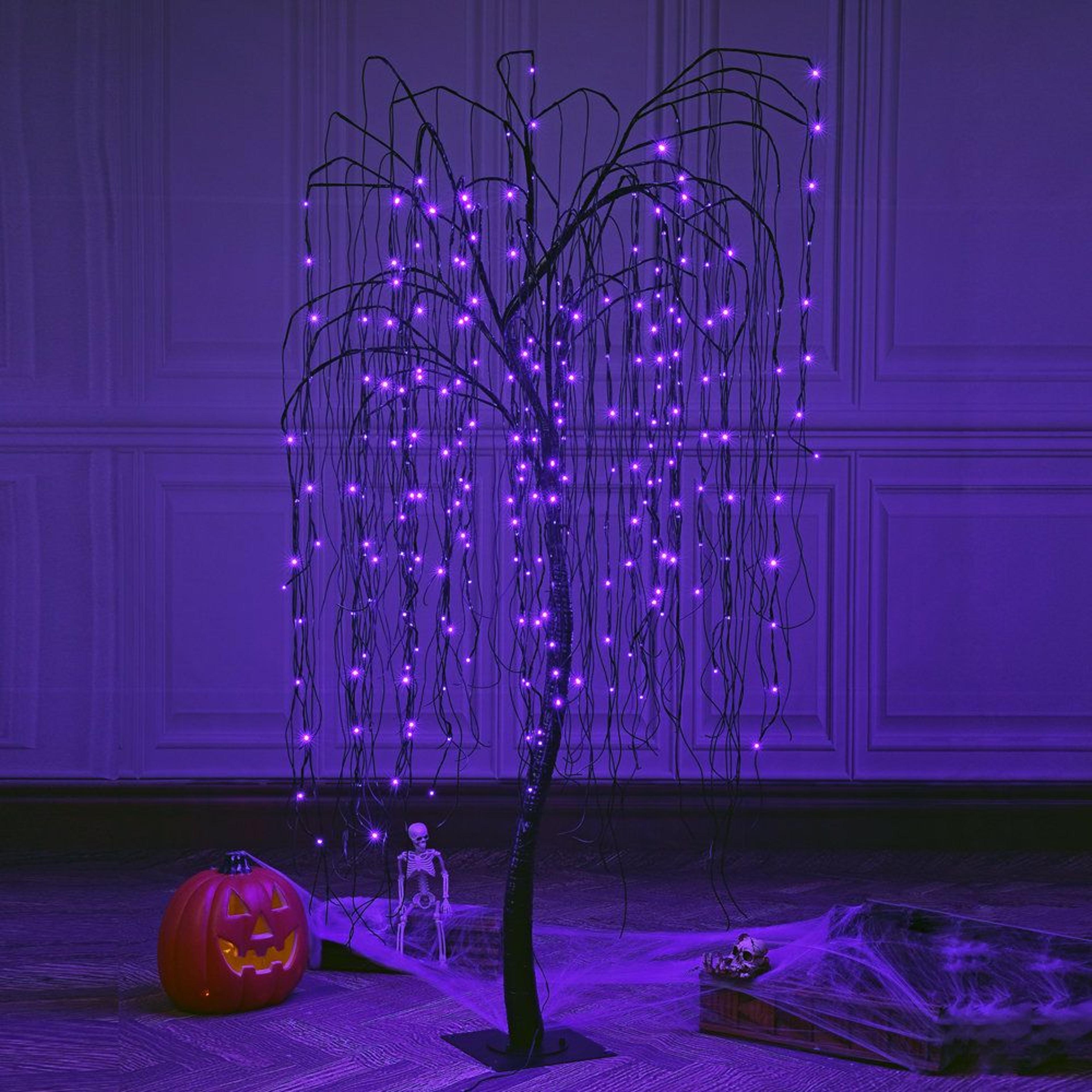 7 Ft Halloween Lighted Tree With 256 Orange And Purple LED Lights 1