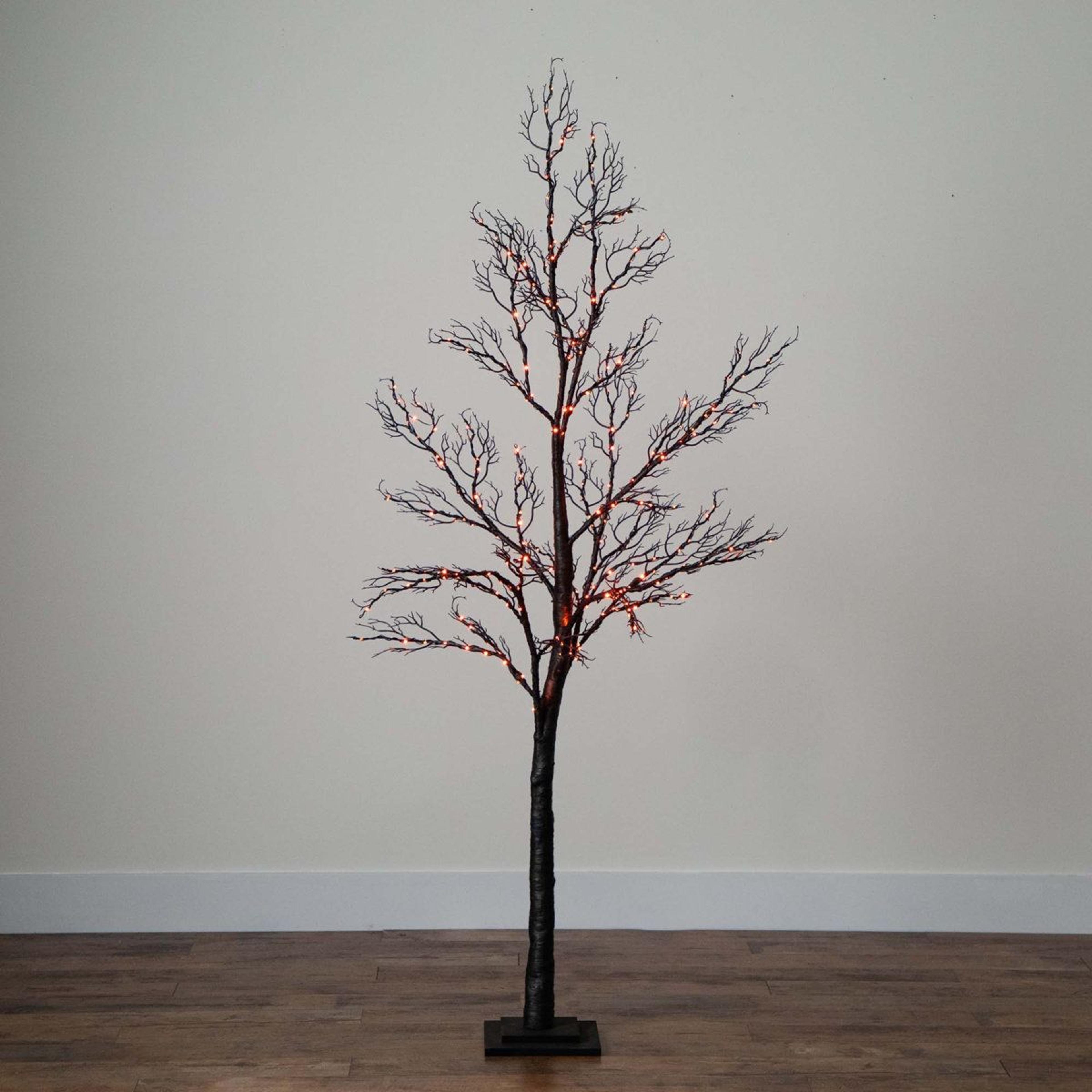 6 Ft PreLit Halloween Twig Tree With 320 Orange And Purple LED Lights 8
