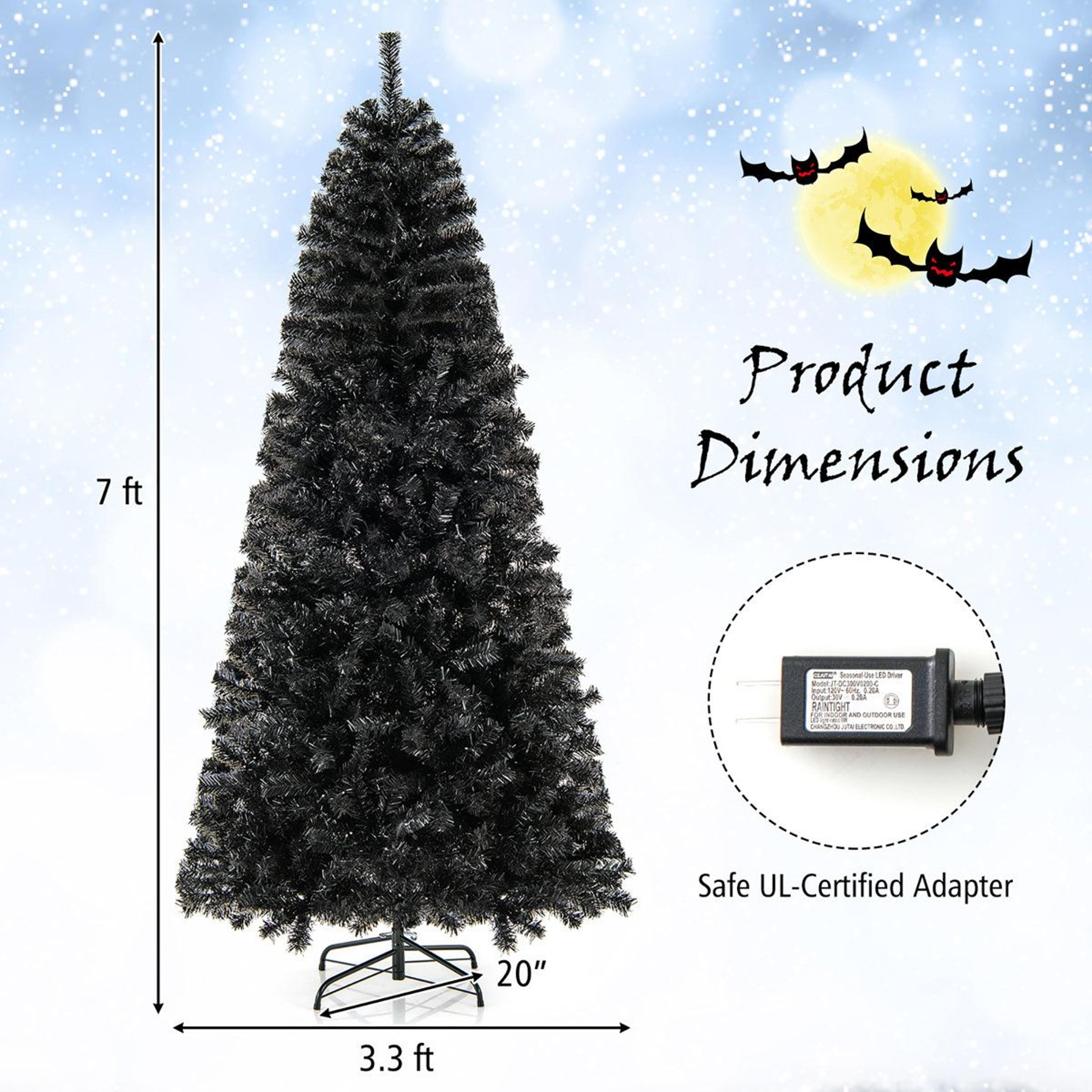 7 Ft PreLit Black Halloween Tree With Bendable Top And Warm White LED Lights 1