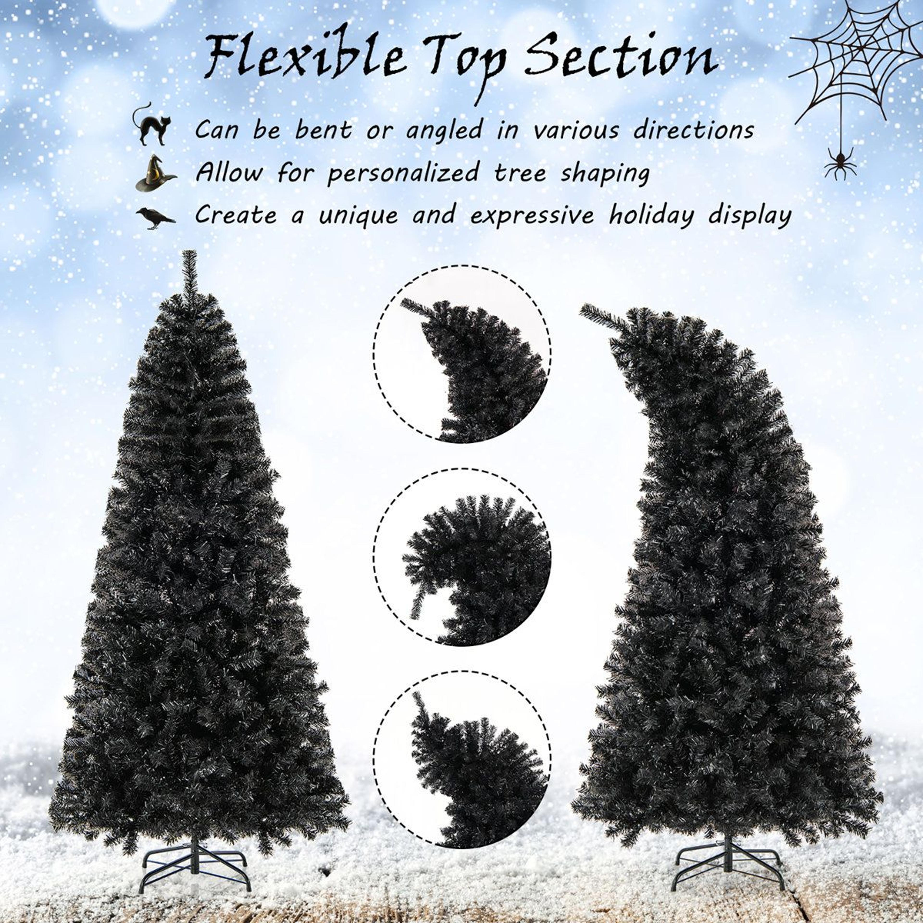 7 Ft PreLit Black Halloween Tree With Bendable Top And Warm White LED Lights 3