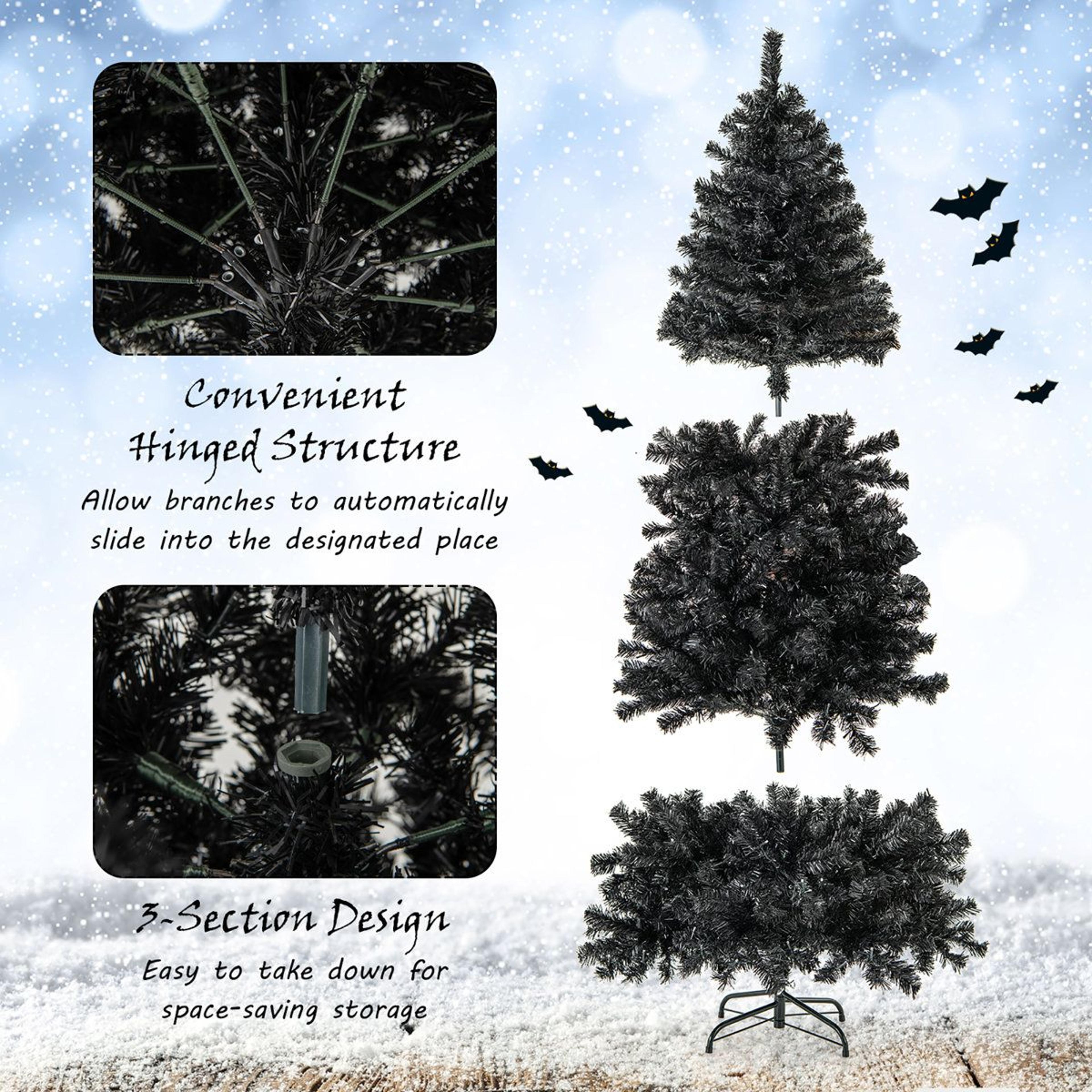 7 Ft PreLit Black Halloween Tree With Bendable Top And Warm White LED Lights 5