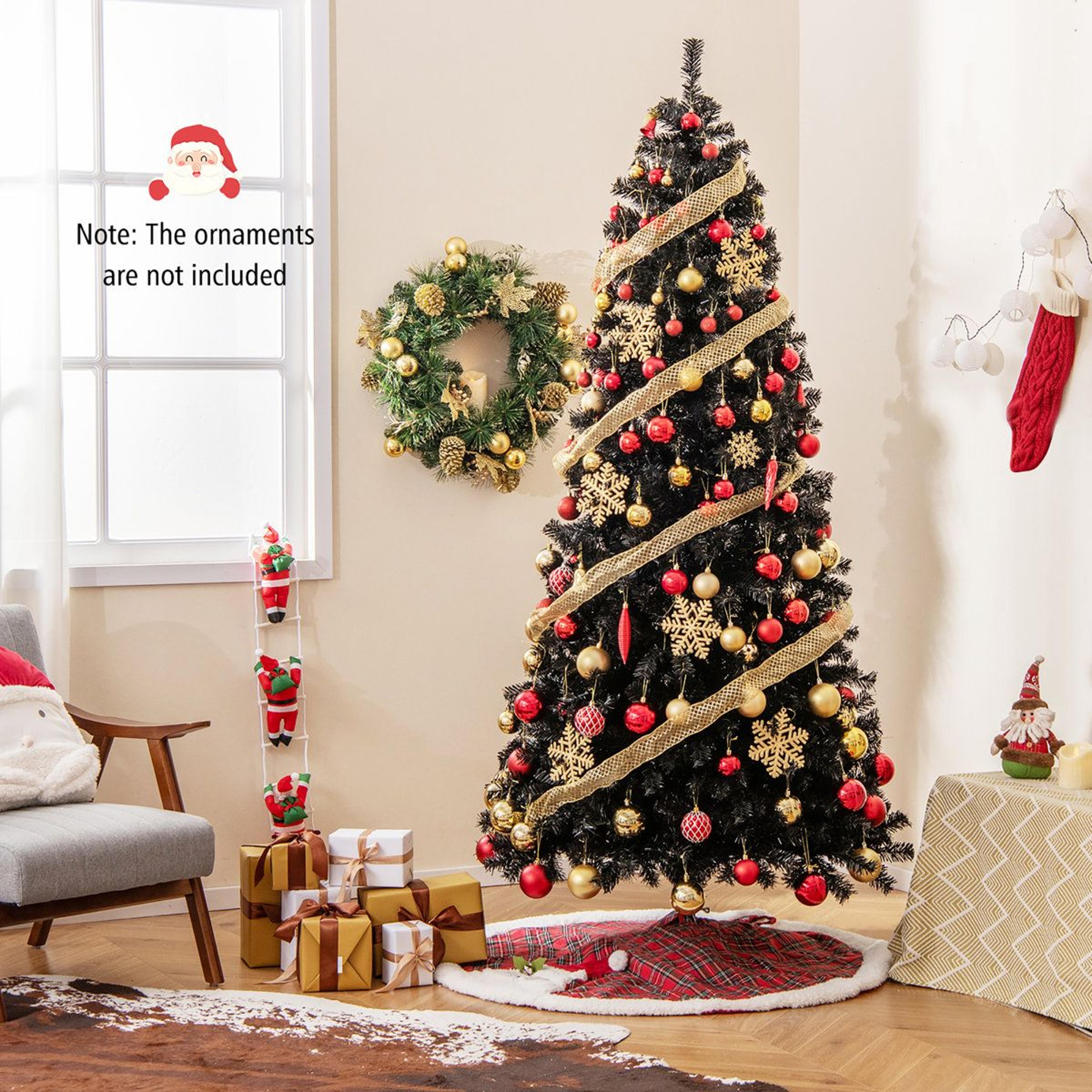 7 Ft PreLit Black Halloween Tree With Bendable Top And Warm White LED Lights 7