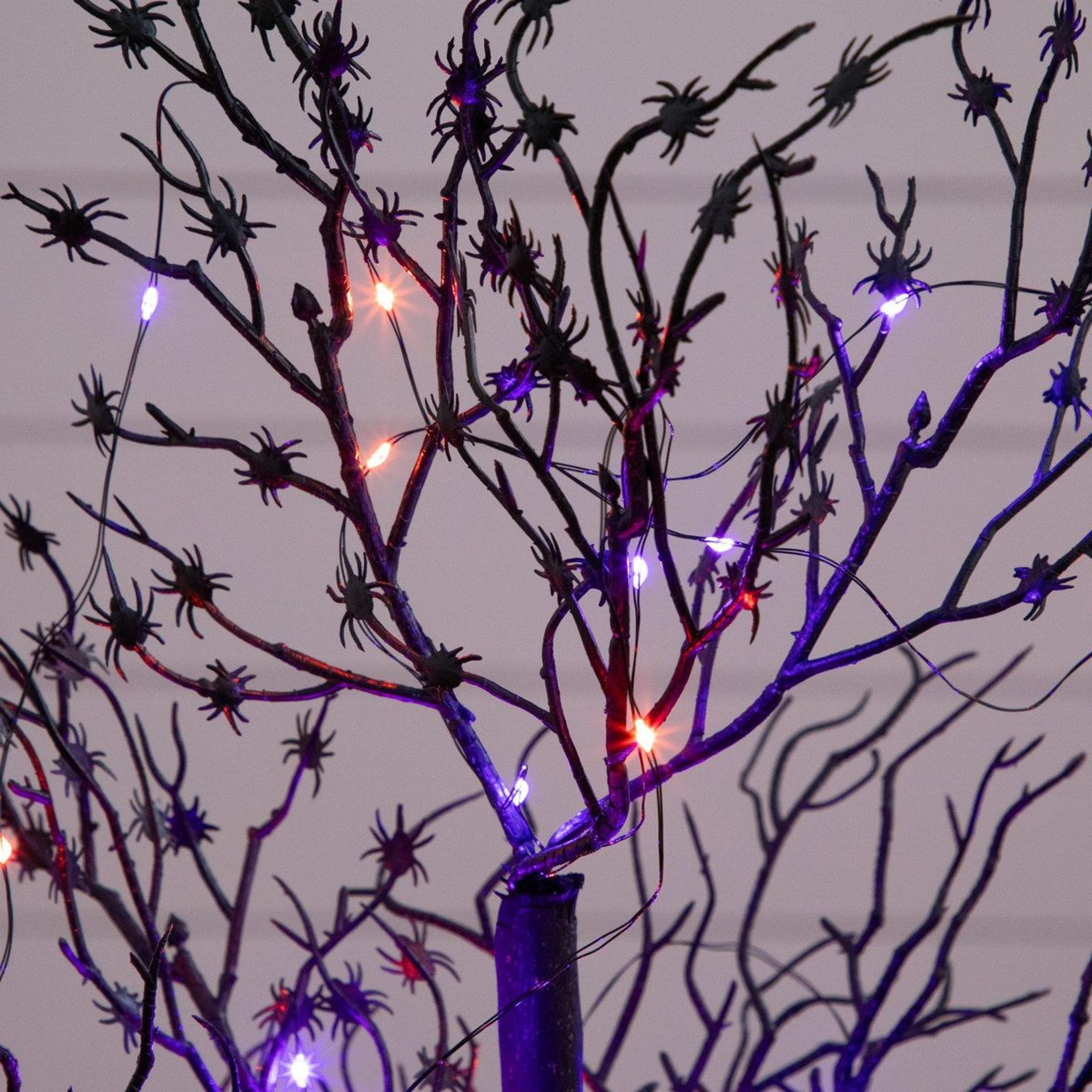 3ft PreLit Artificial Halloween Spider Twig Tree With Orange And Purple LED Lights 3