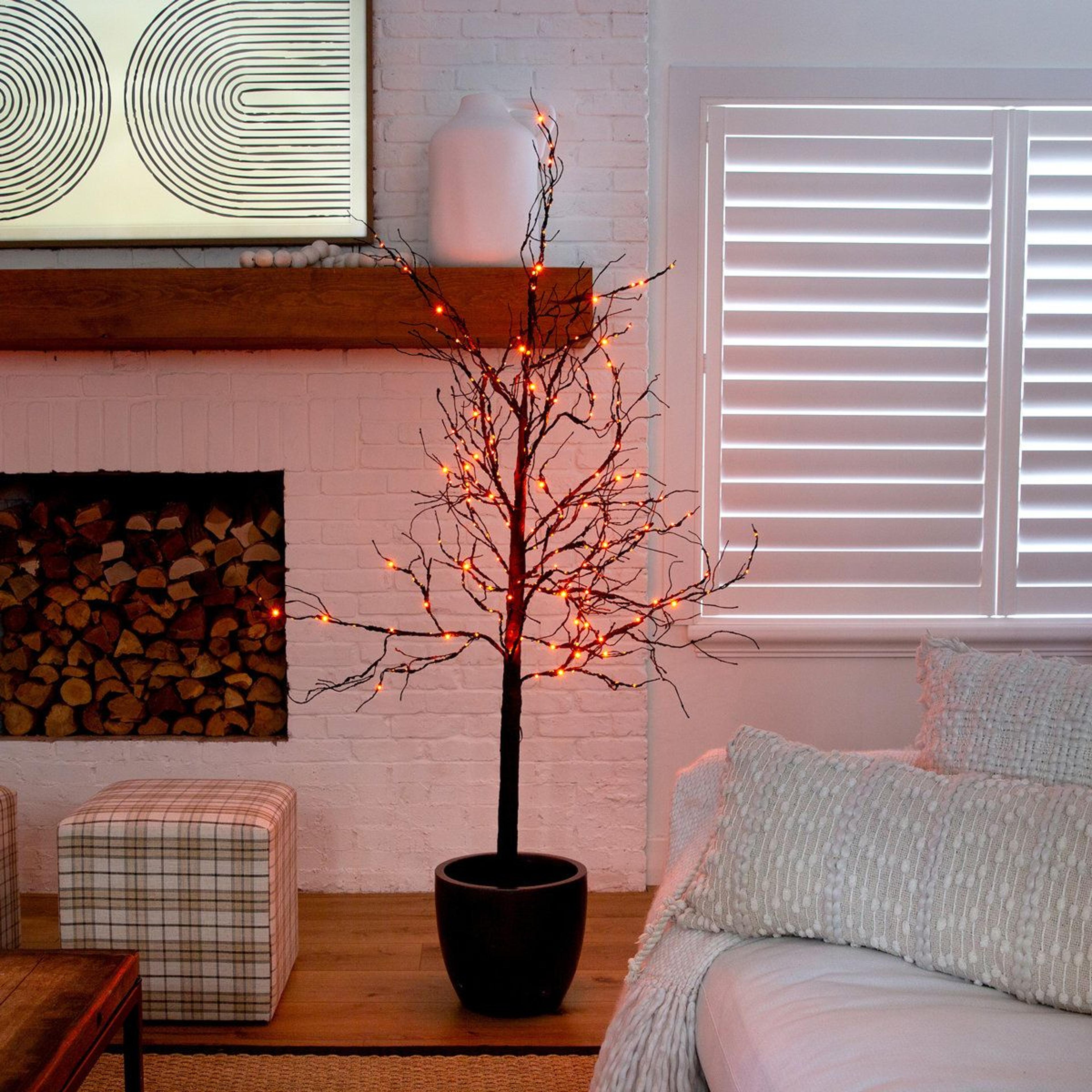 72Inch PreLit Halloween Twig Tree With 156 LED Lights 1