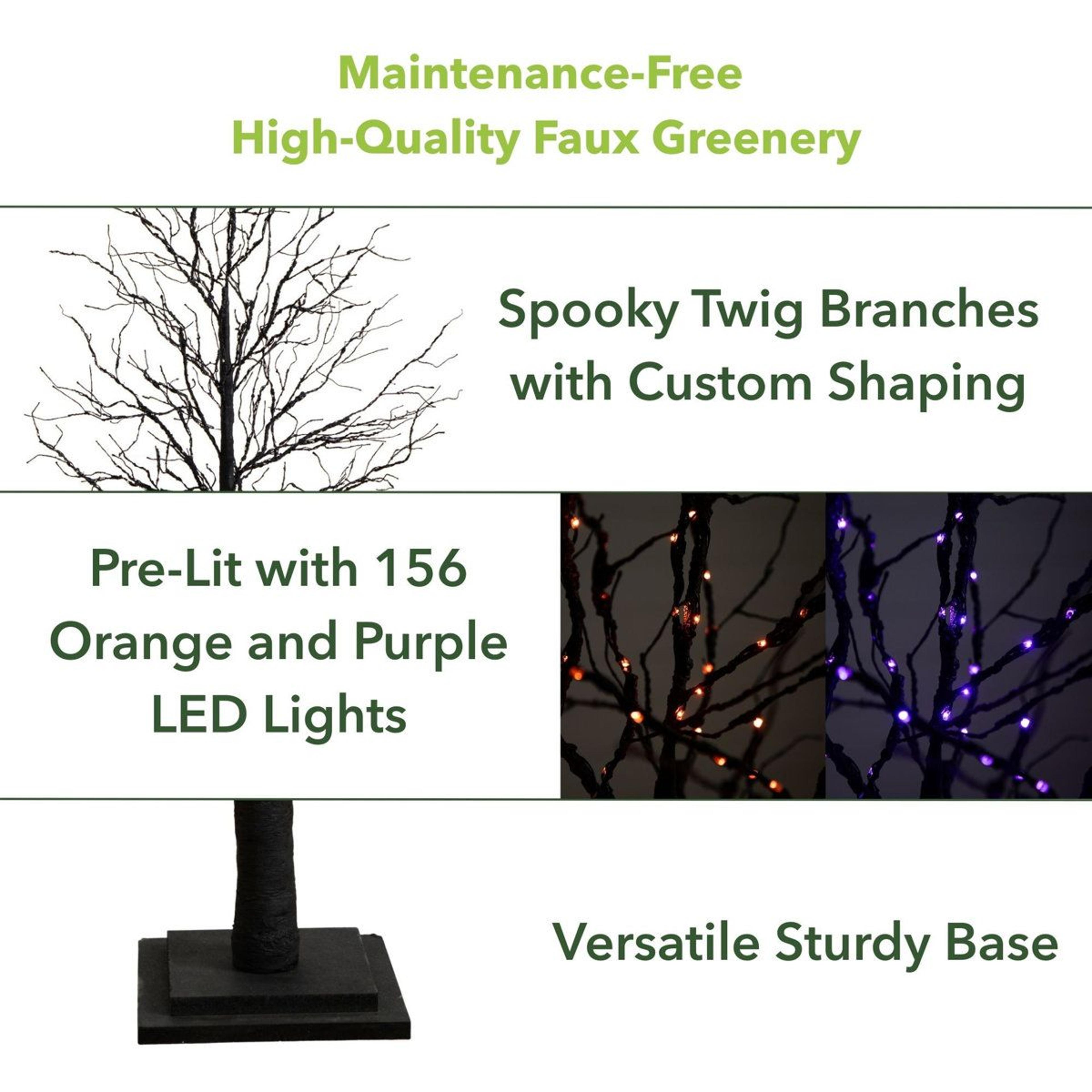72Inch PreLit Halloween Twig Tree With 156 LED Lights 10