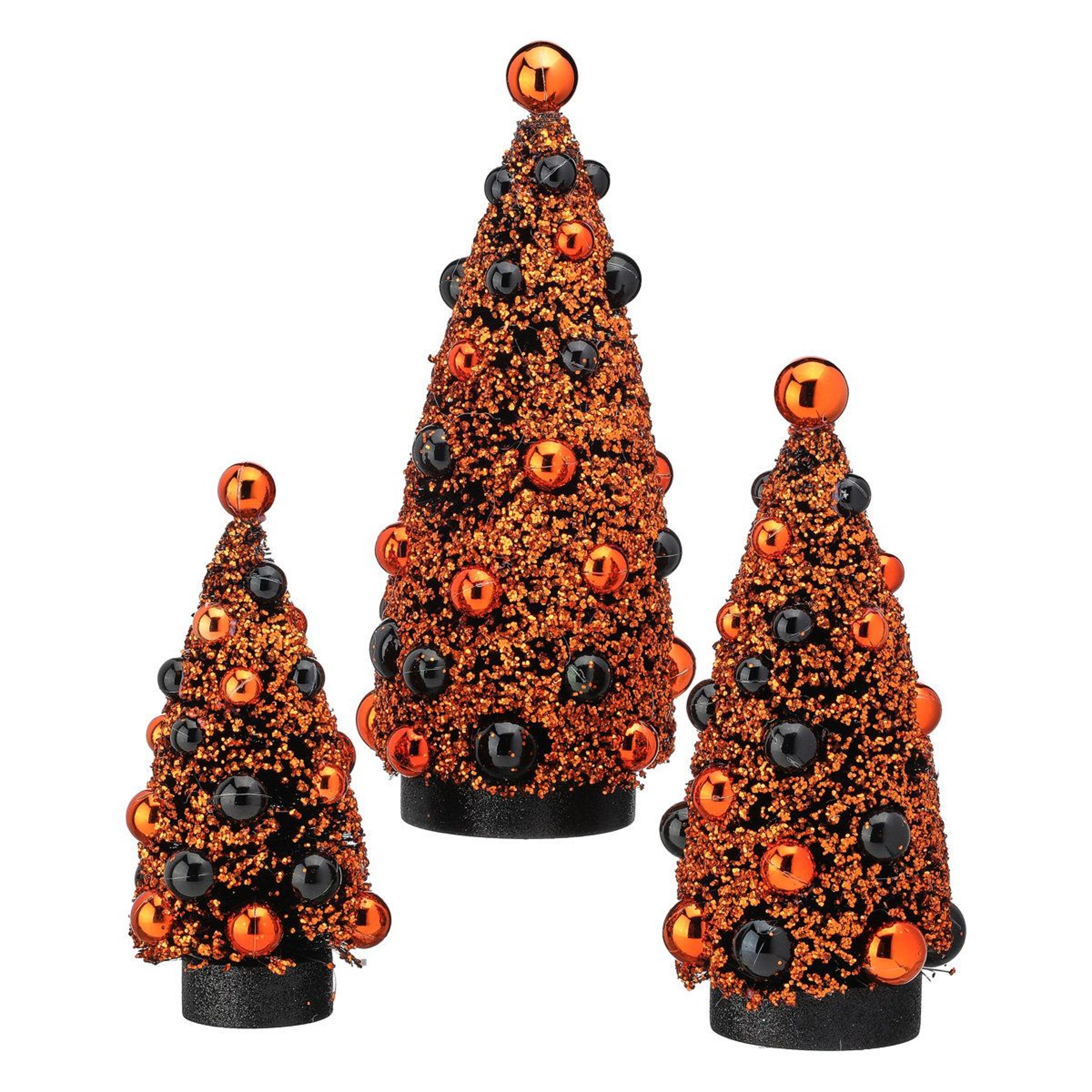 halloween sisal tree set of 3 black and orange indoor tabletop decorations