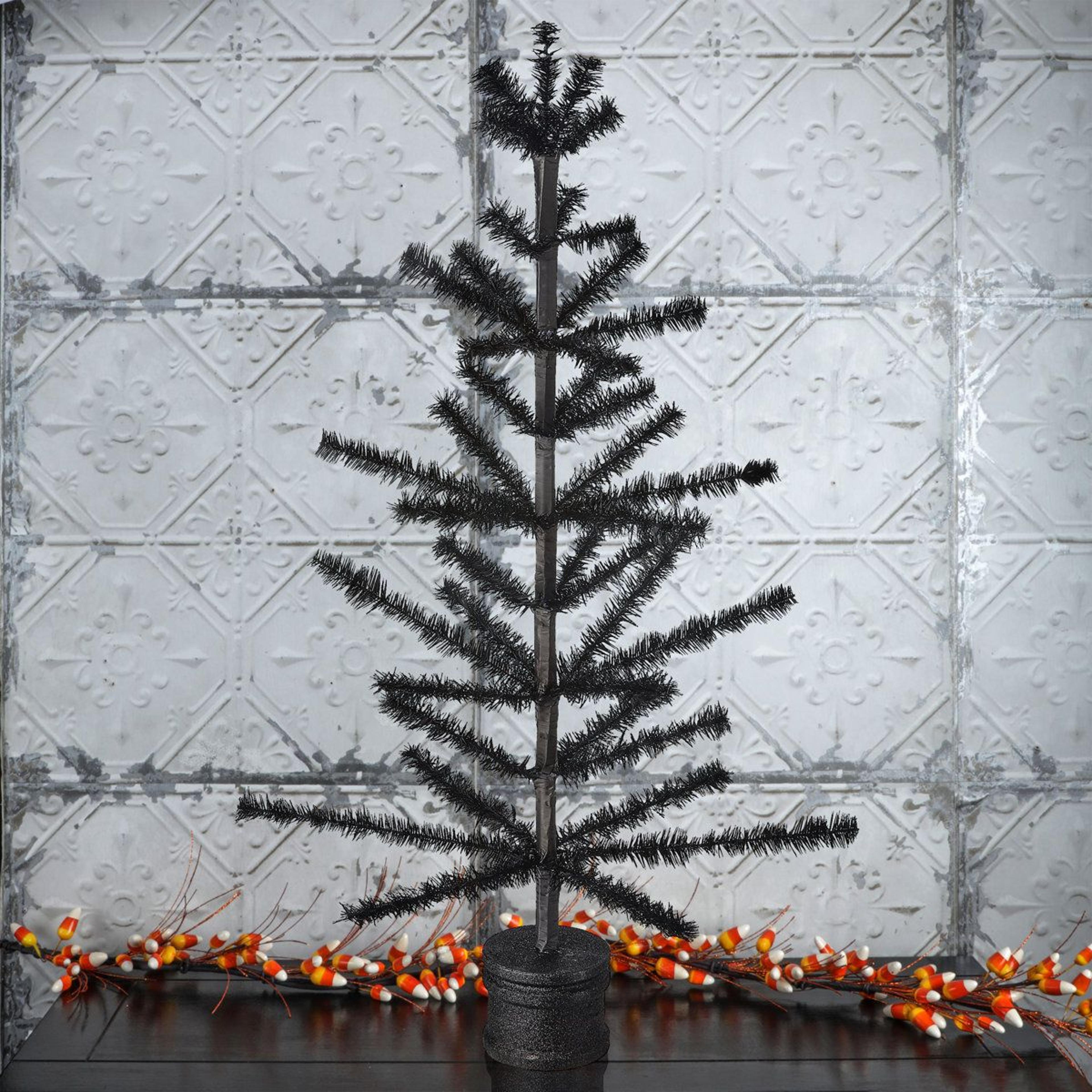 36Inch Halloween Feather Tabletop Tree With Decorative Base 2