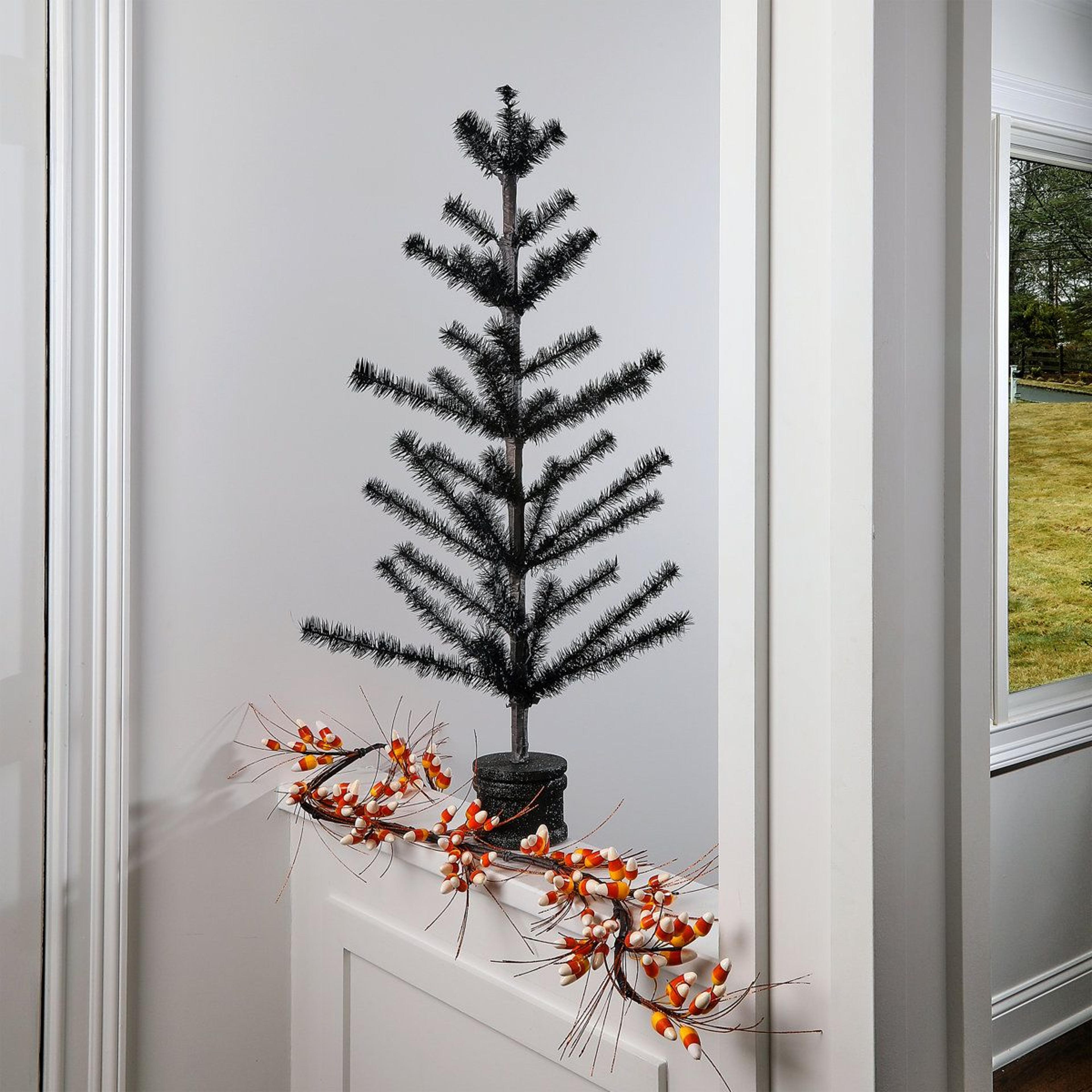 36Inch Halloween Feather Tabletop Tree With Decorative Base 1