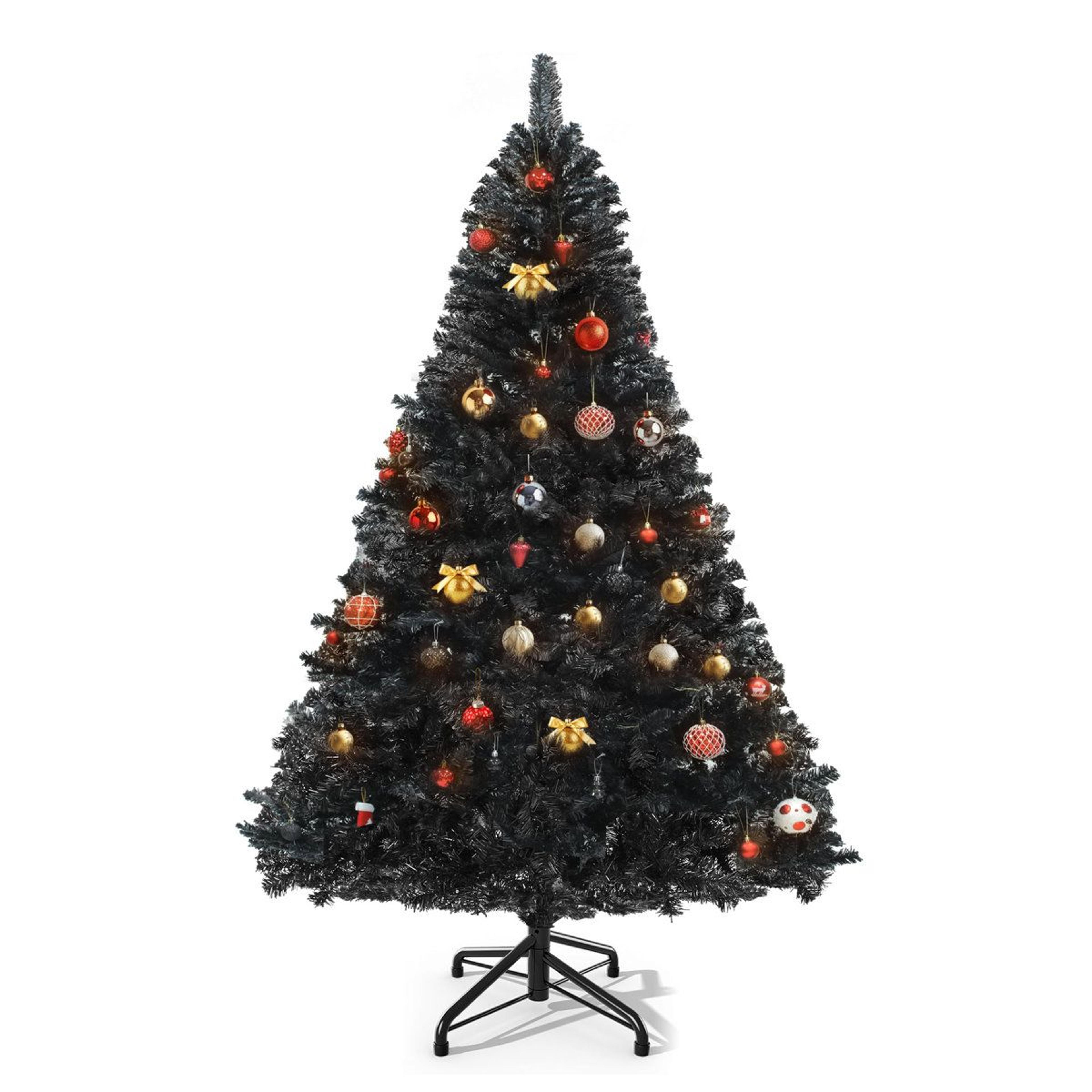 7.5 ft black artificial christmas tree with lush hinged branches for halloween