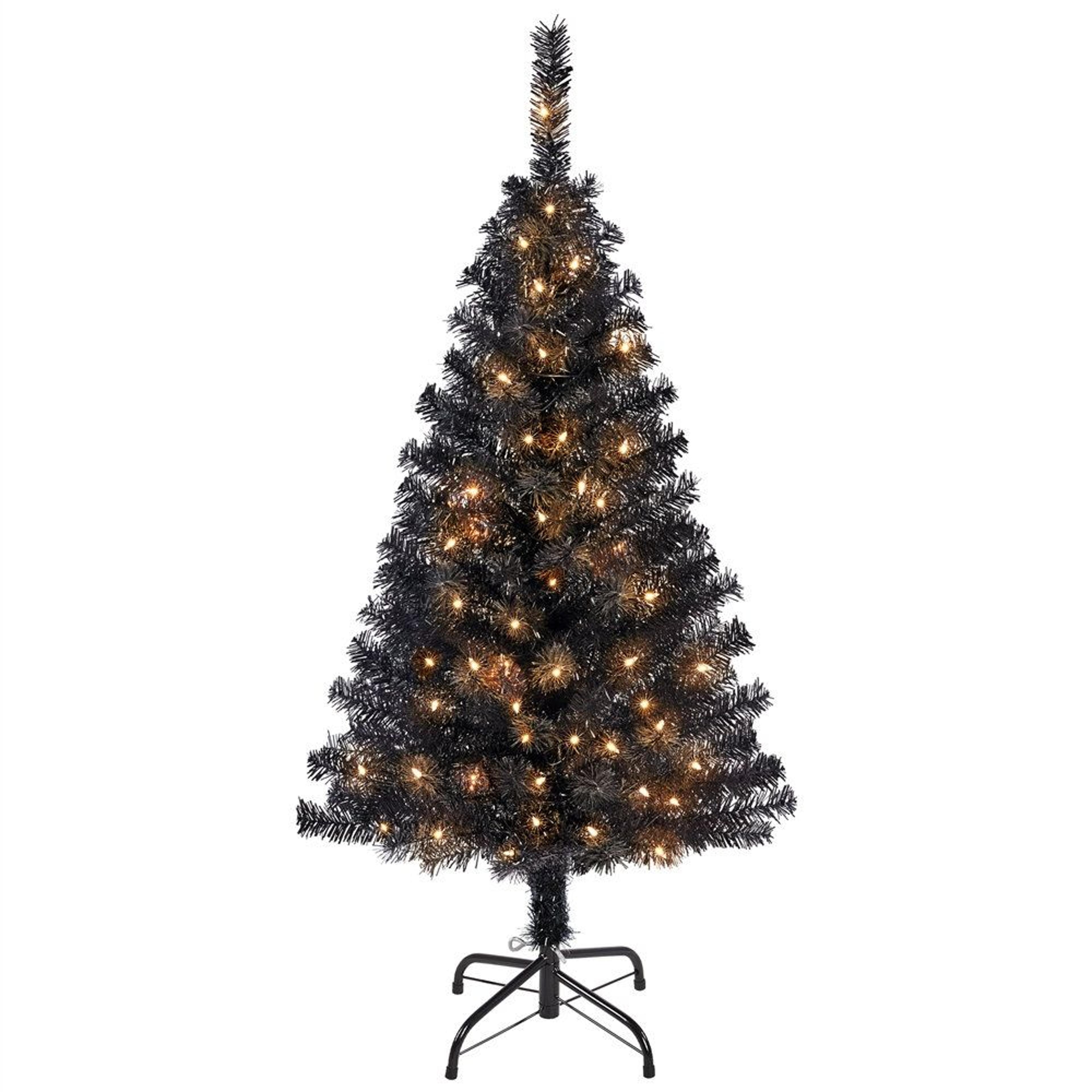 4ft pre-lit artificial christmas tree with warm white lights and metal stand