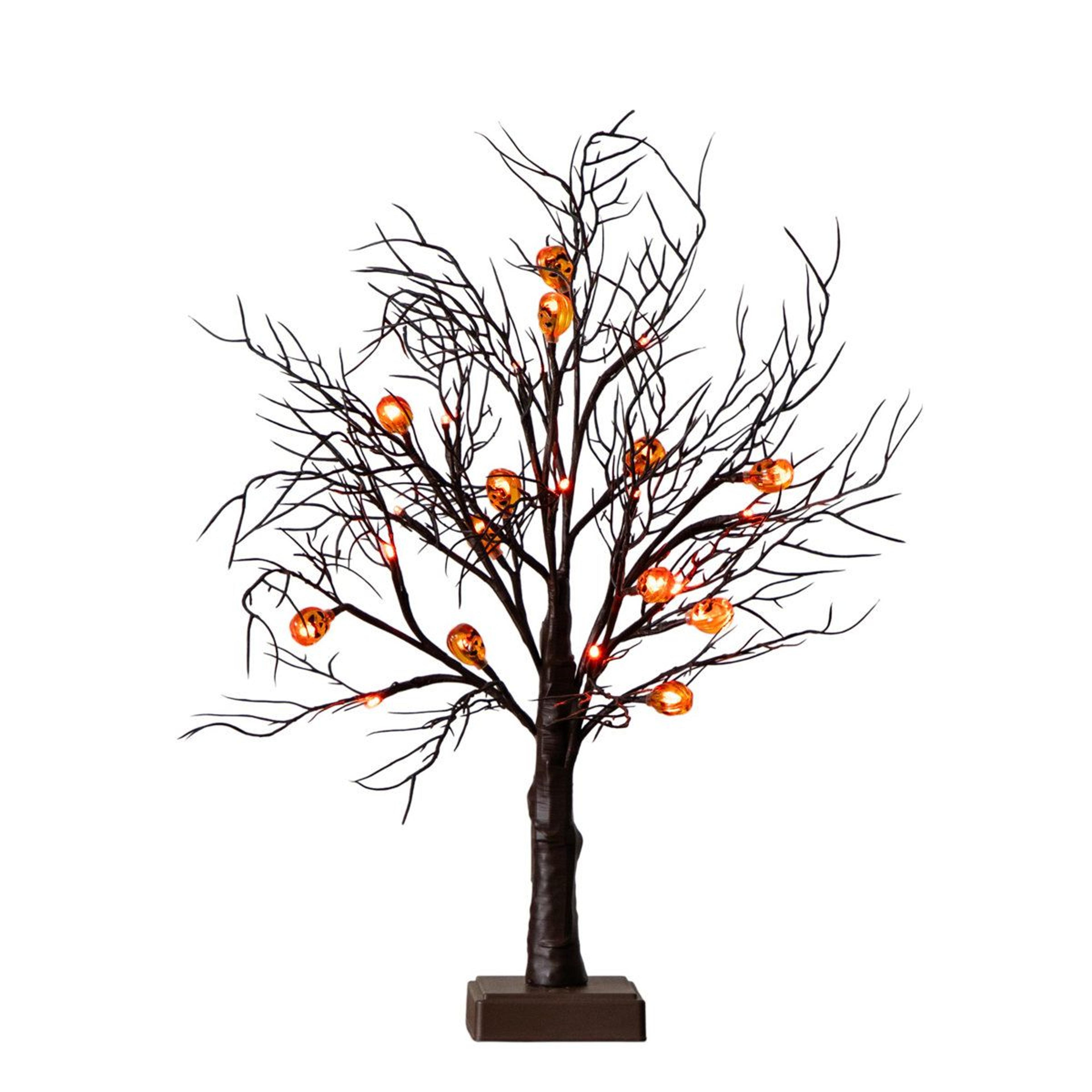 22-inch pre-lit artificial halloween twig tree with orange pumpkin led lights