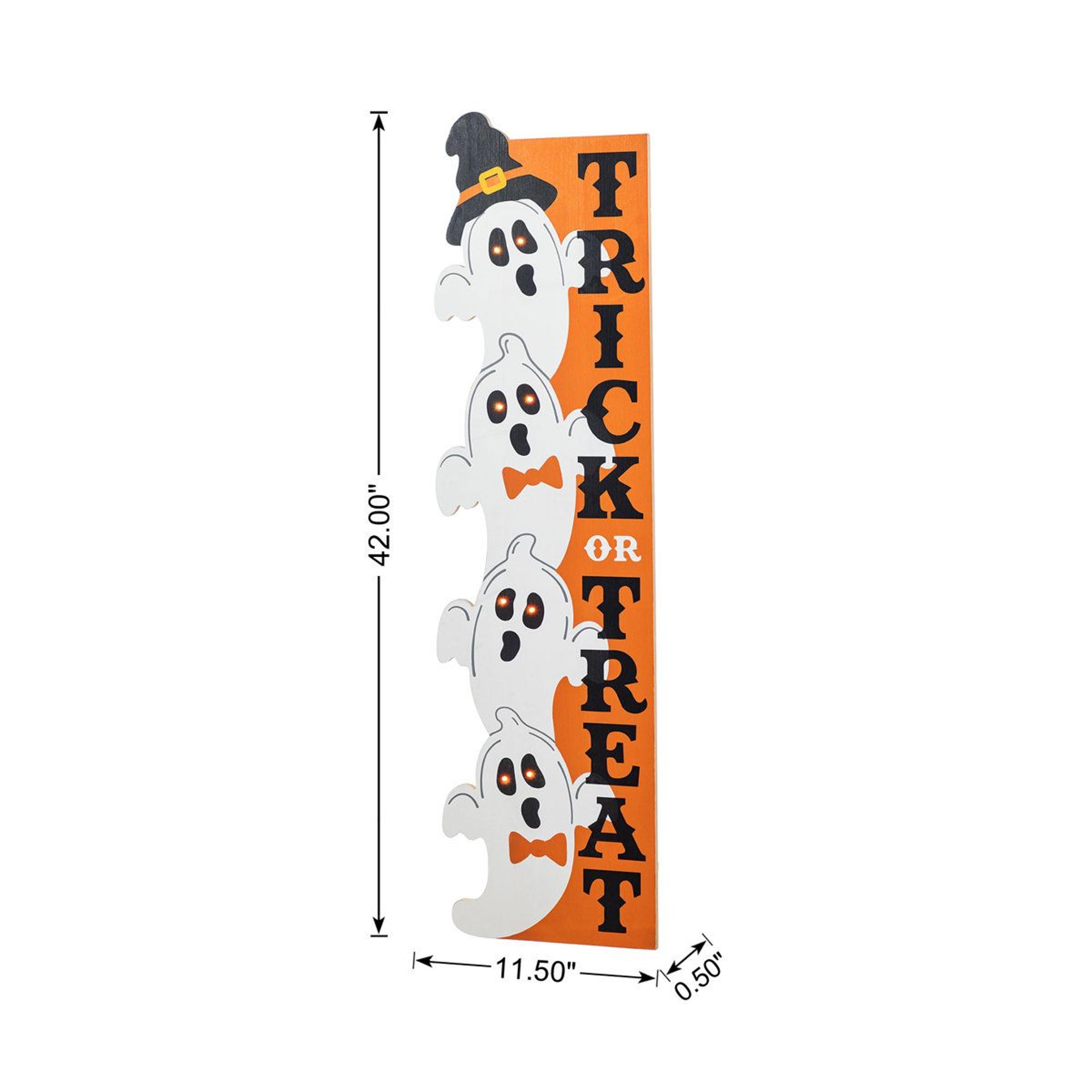 42Inch Lighted Halloween Stacked Ghost Porch Sign With Timer 3