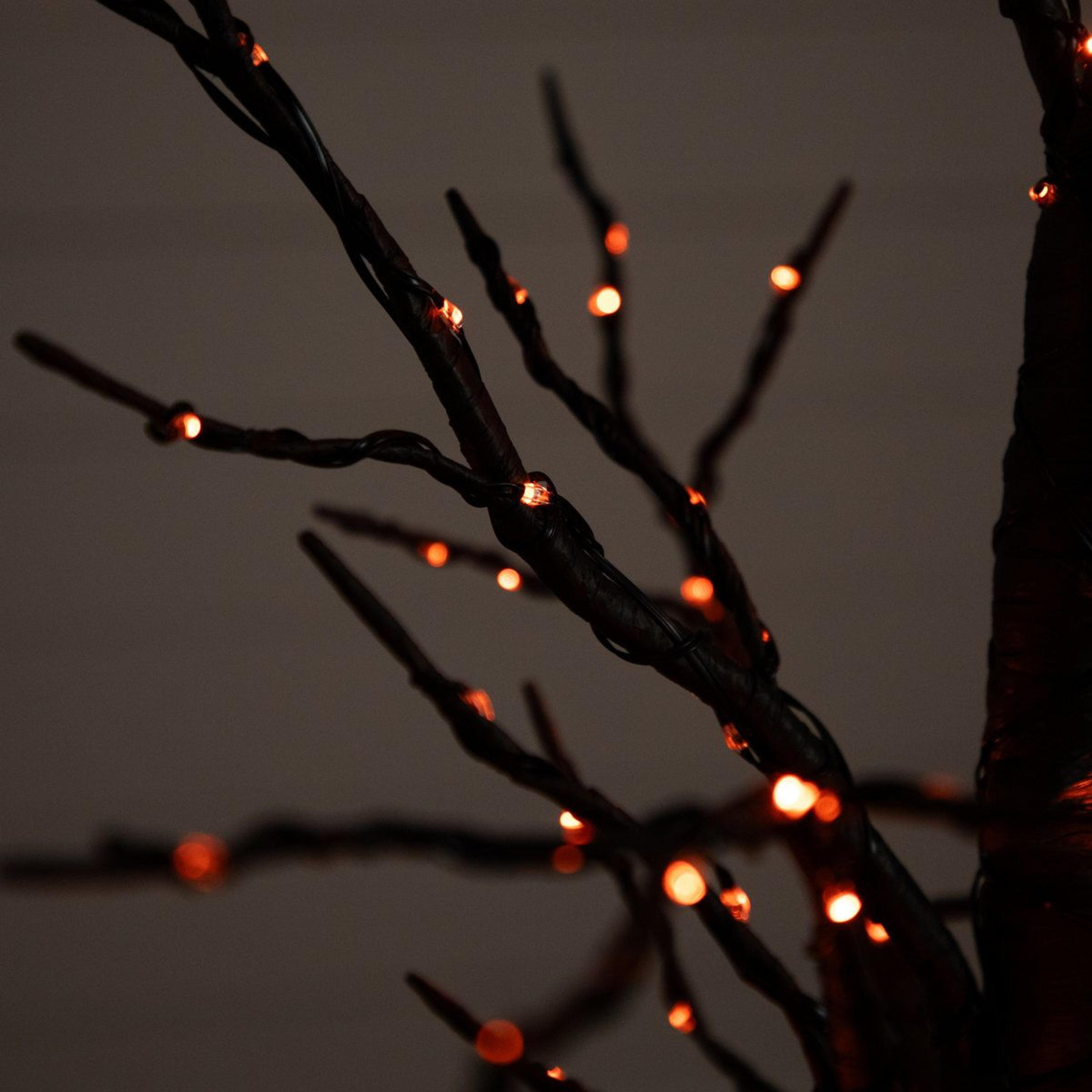 4 Ft PreLit Black Halloween Twig Tree With 240 Orange And Purple LED Lights 4