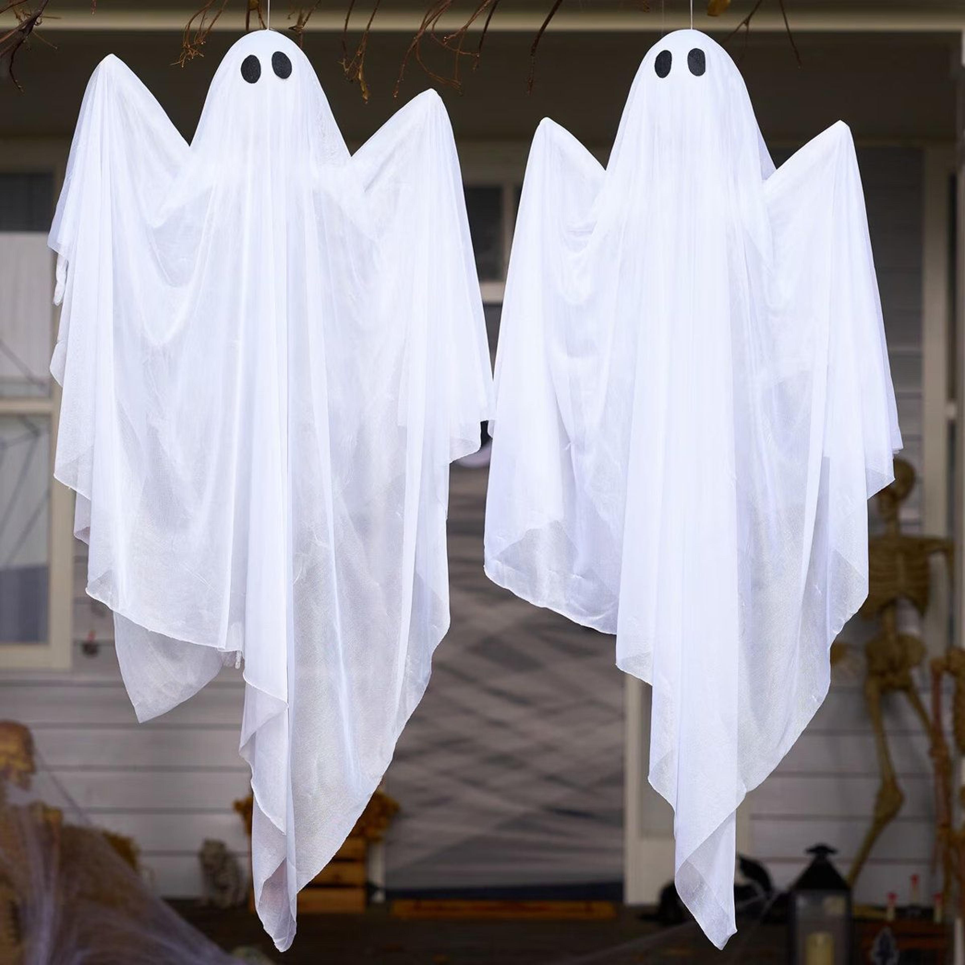 Halloween LightUp Hanging Ghost Decorations With Bendable Arms Set Of 2 1