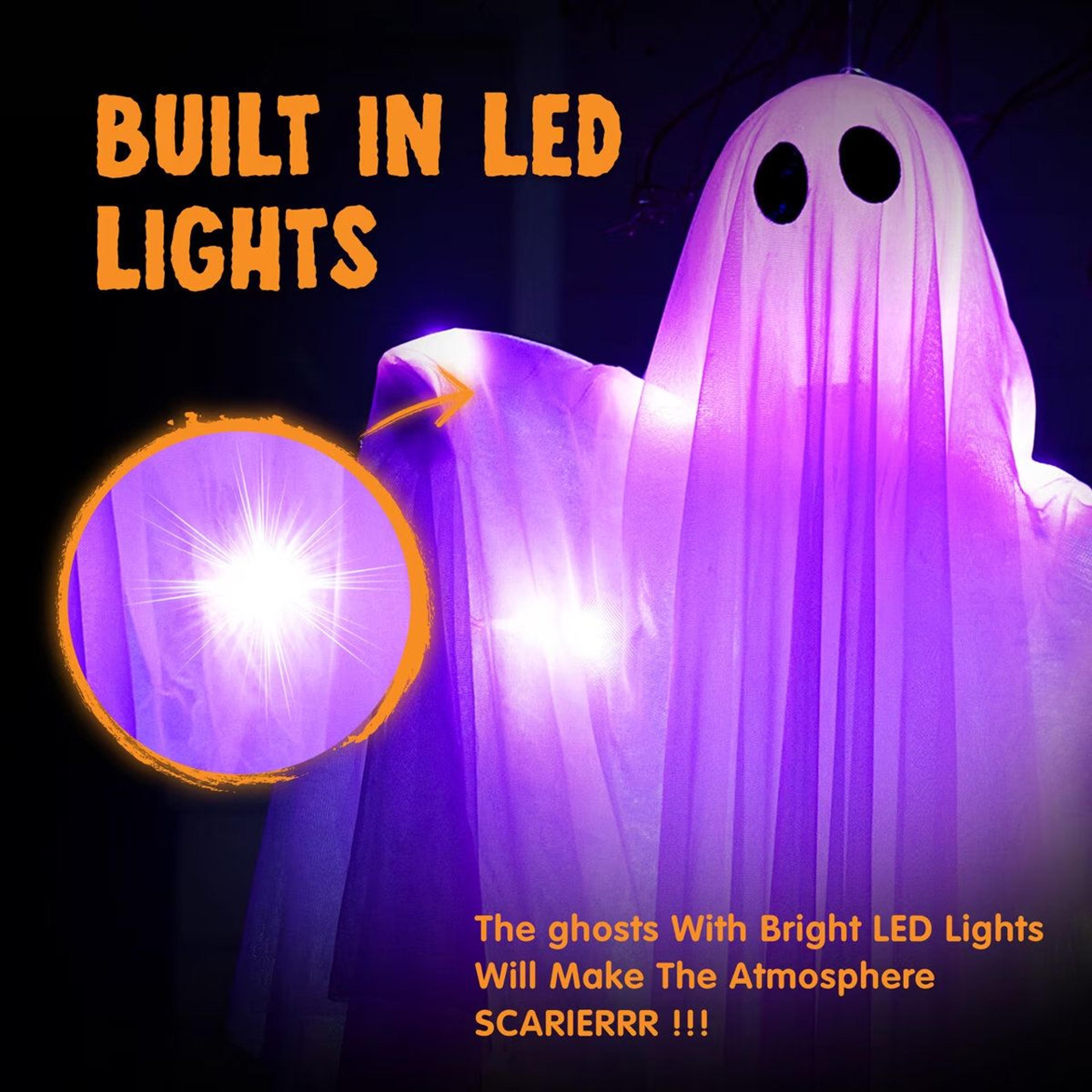Halloween LightUp Hanging Ghost Decorations With Bendable Arms Set Of 2 3