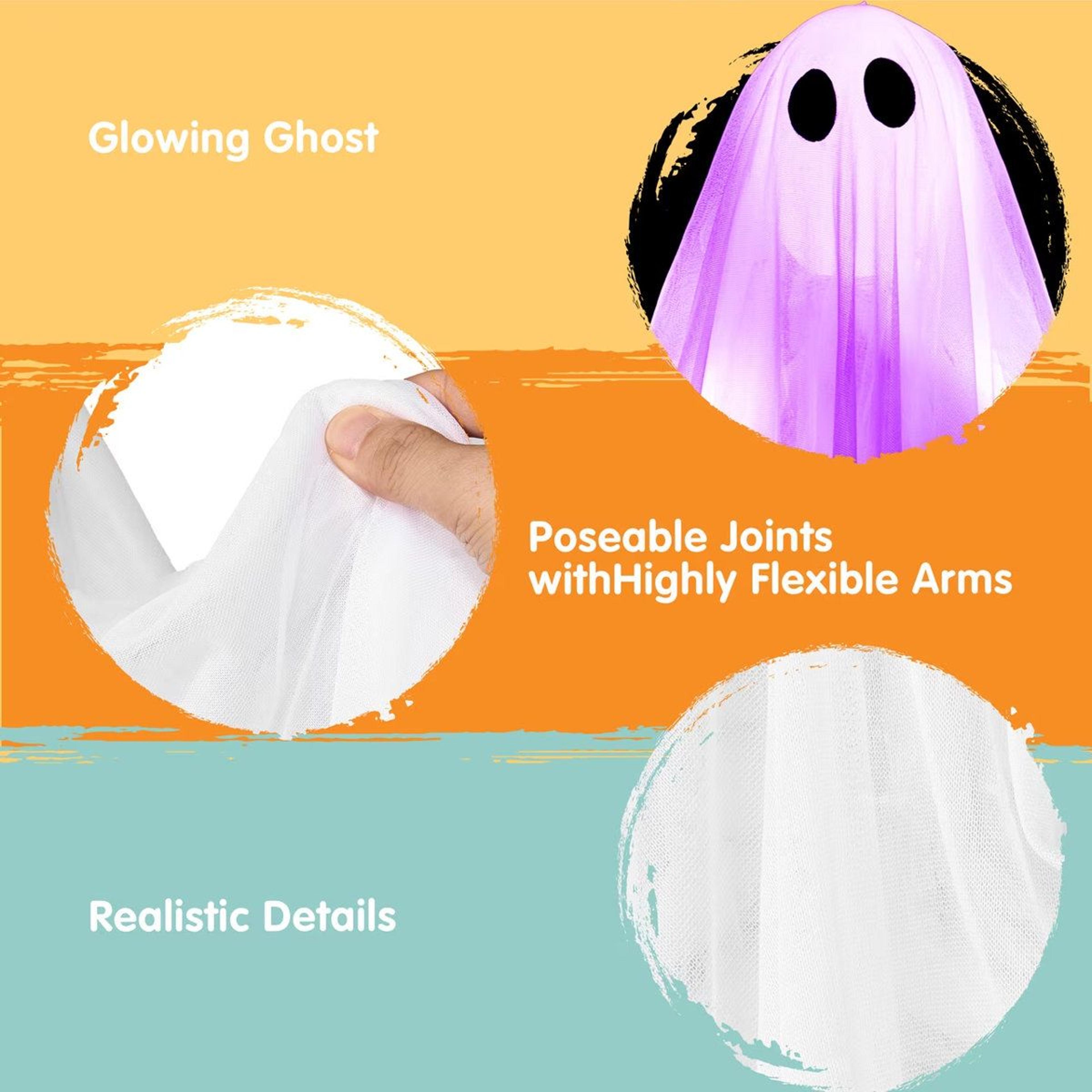 Halloween LightUp Hanging Ghost Decorations With Bendable Arms Set Of 2 4