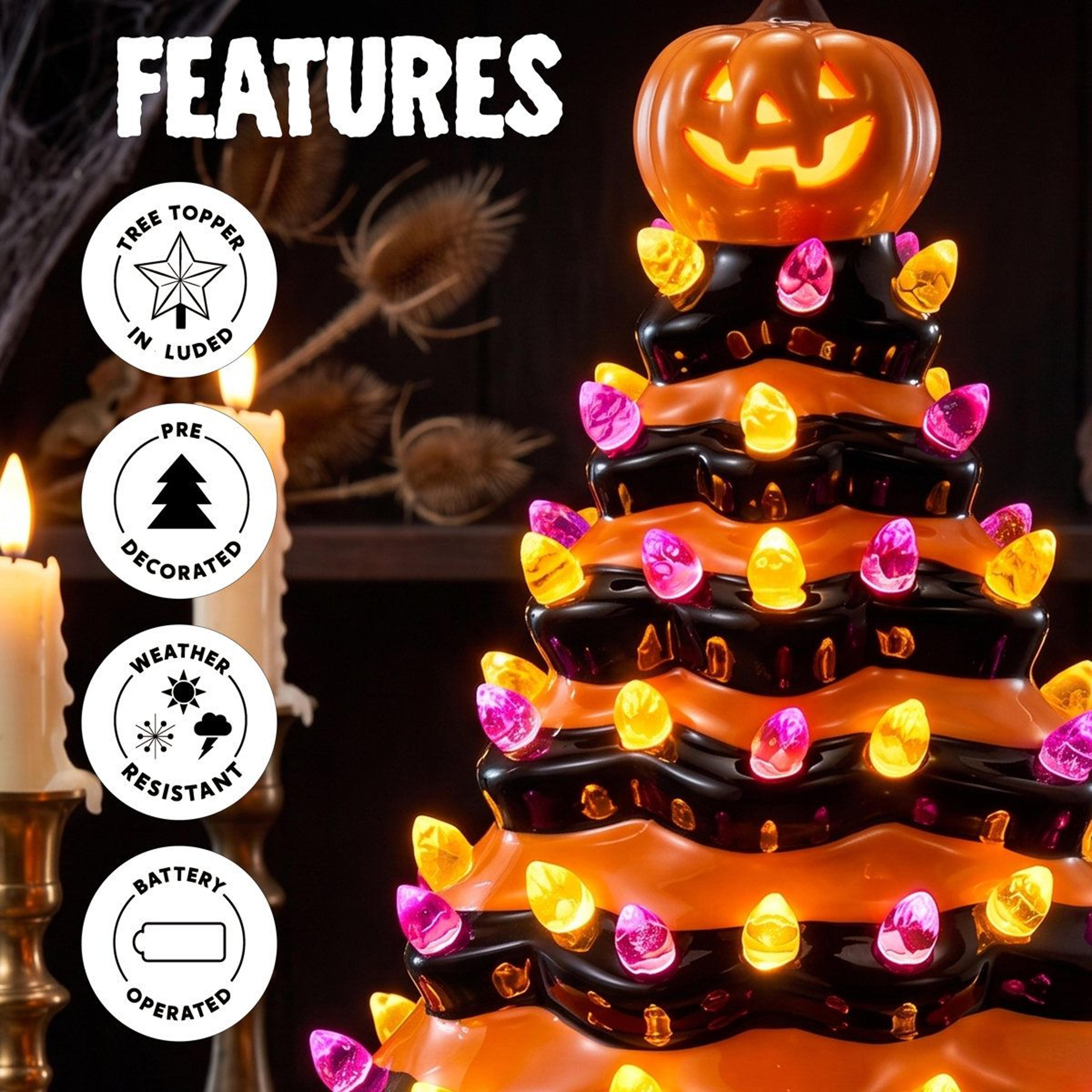 Orange Ceramic Pumpkin Tree Halloween Tabletop Decoration 85 Inch 2