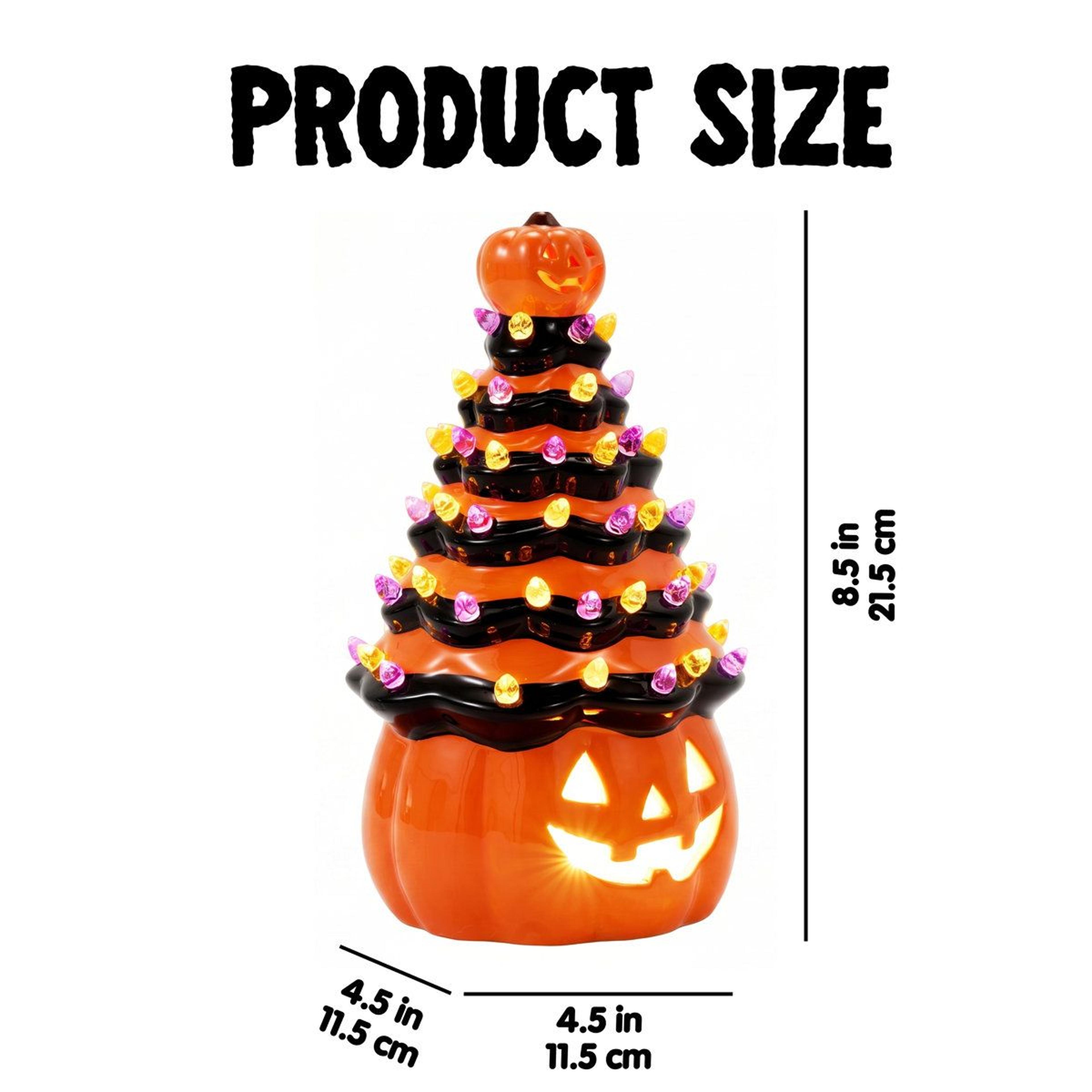 Orange Ceramic Pumpkin Tree Halloween Tabletop Decoration 85 Inch 1