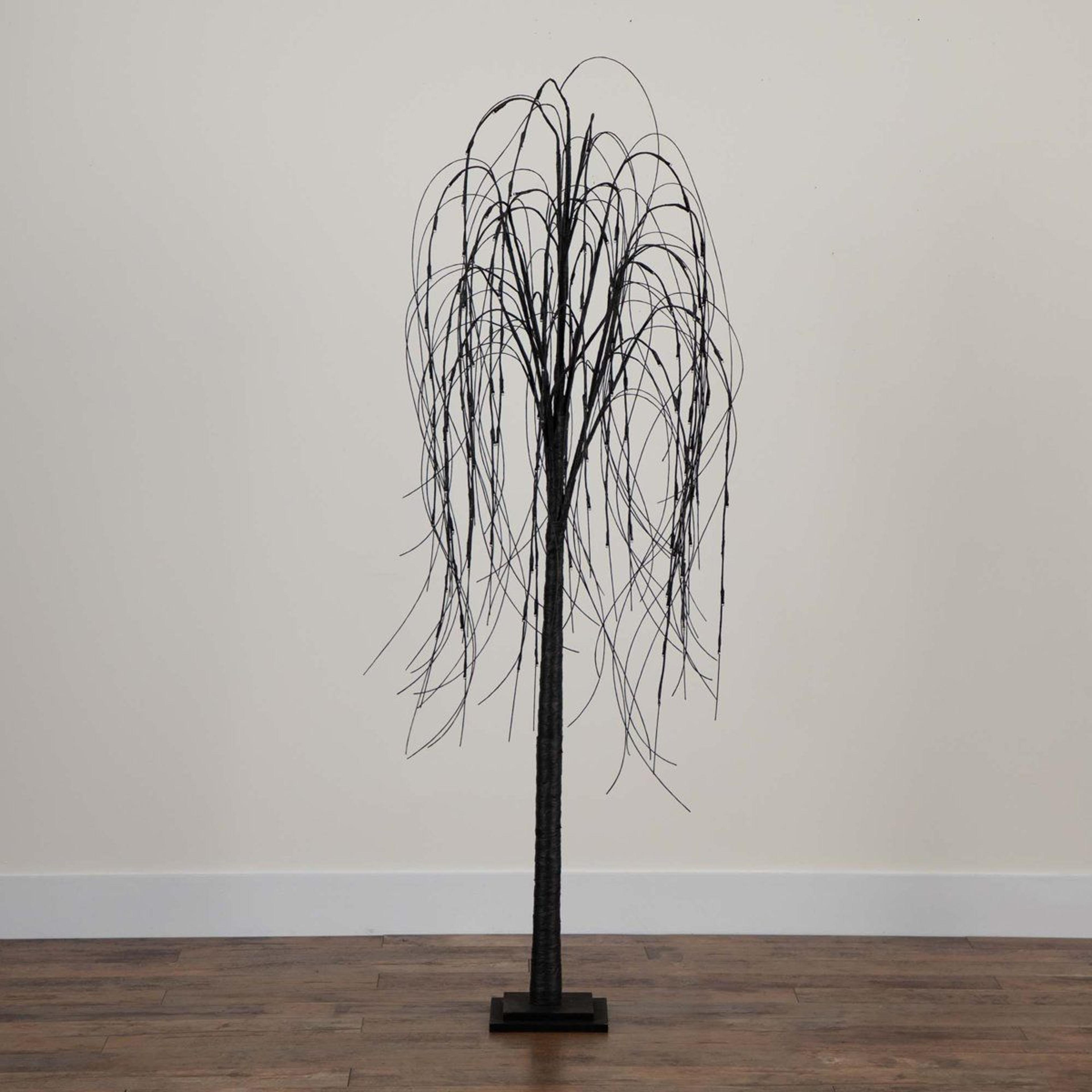 6 Ft PreLit Halloween Black Willow Tree With 160 Orange And Purple LED Lights 7