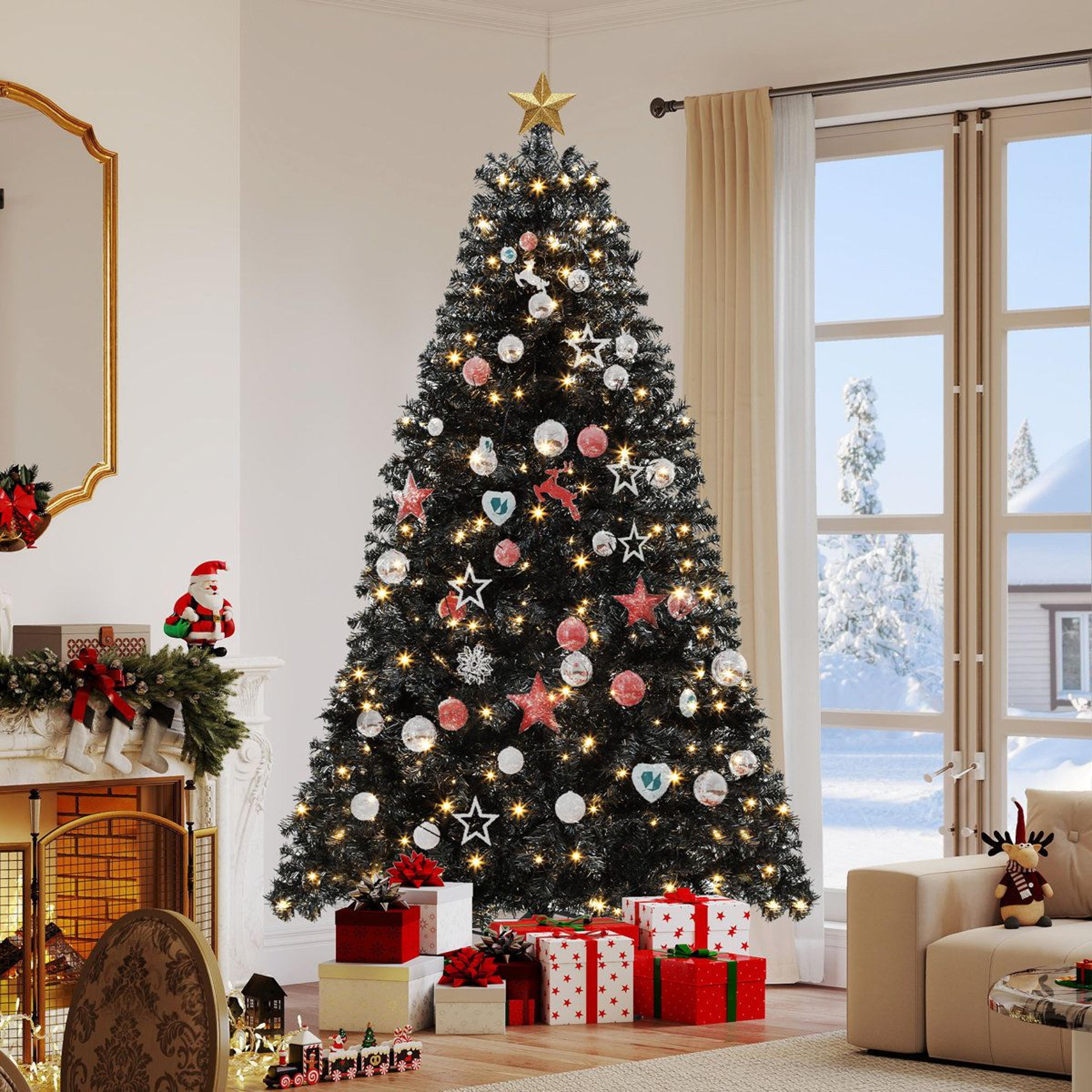 75 Ft PreLit Black Halloween Artificial Christmas Tree With 550 LED Lights 1