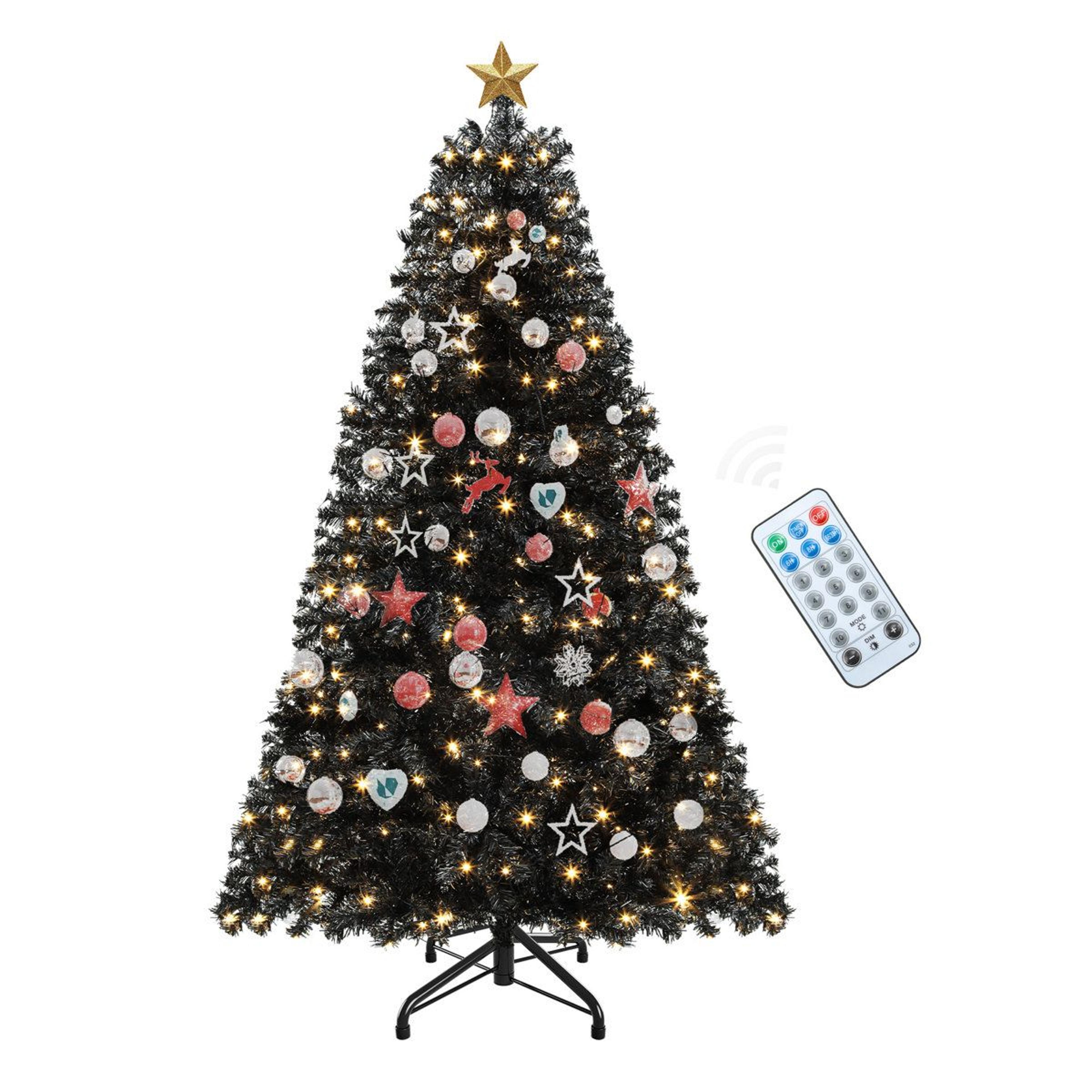 7.5 ft pre-lit black halloween artificial christmas tree with 550 led lights