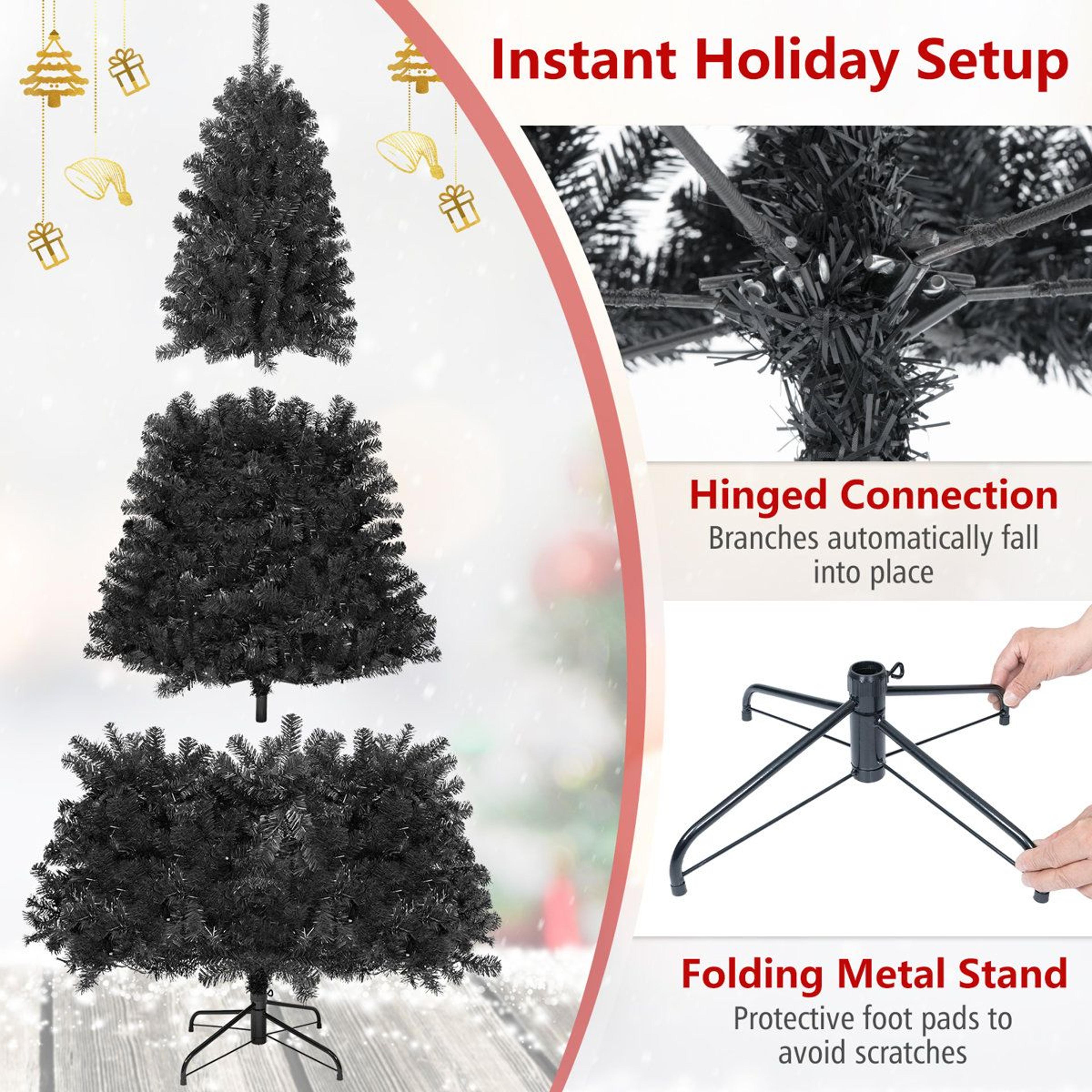 7 FT PreLit Black Christmas Tree With 500 Purple LED Lights For Halloween 5