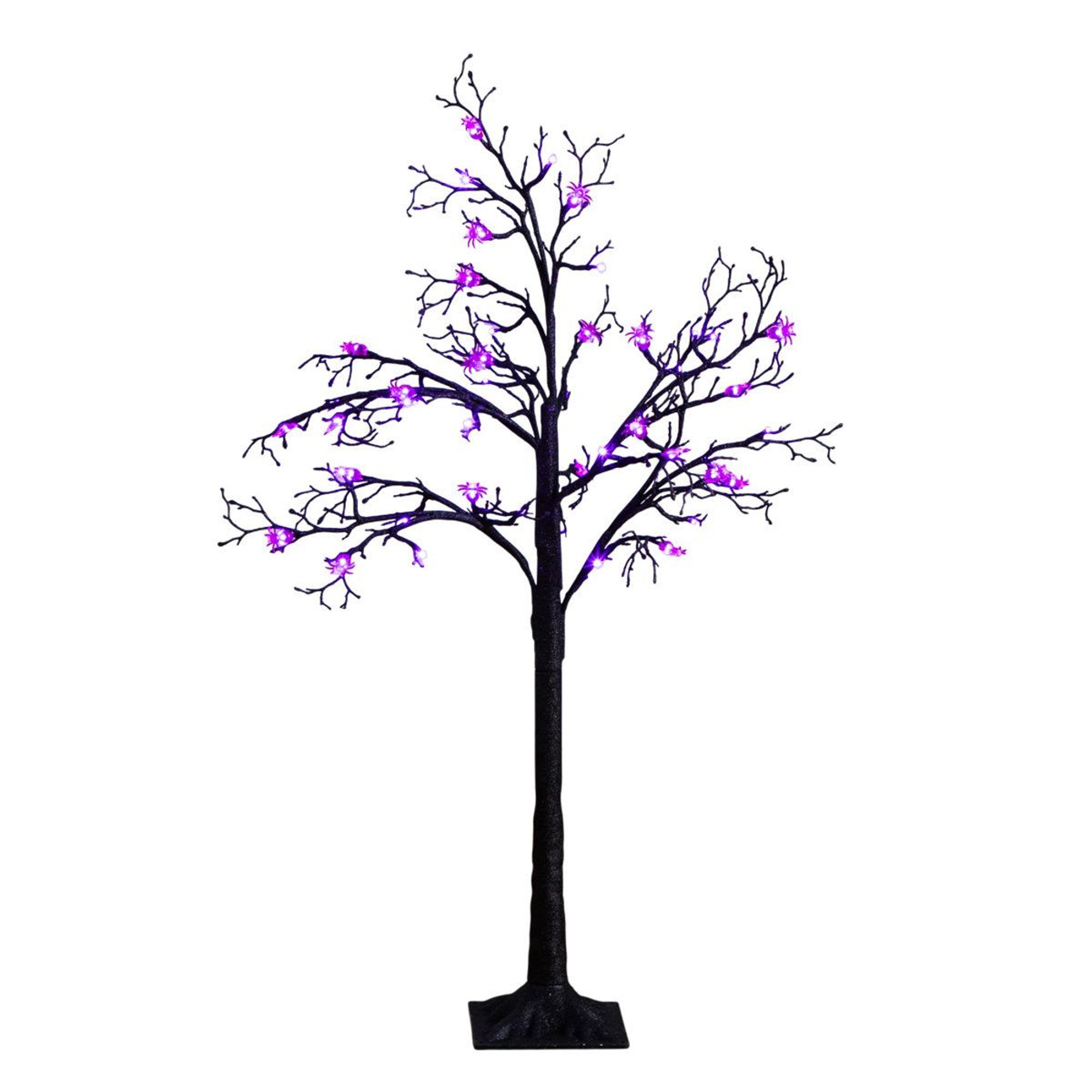 pre-lit artificial halloween spider twig tree with purple led lights