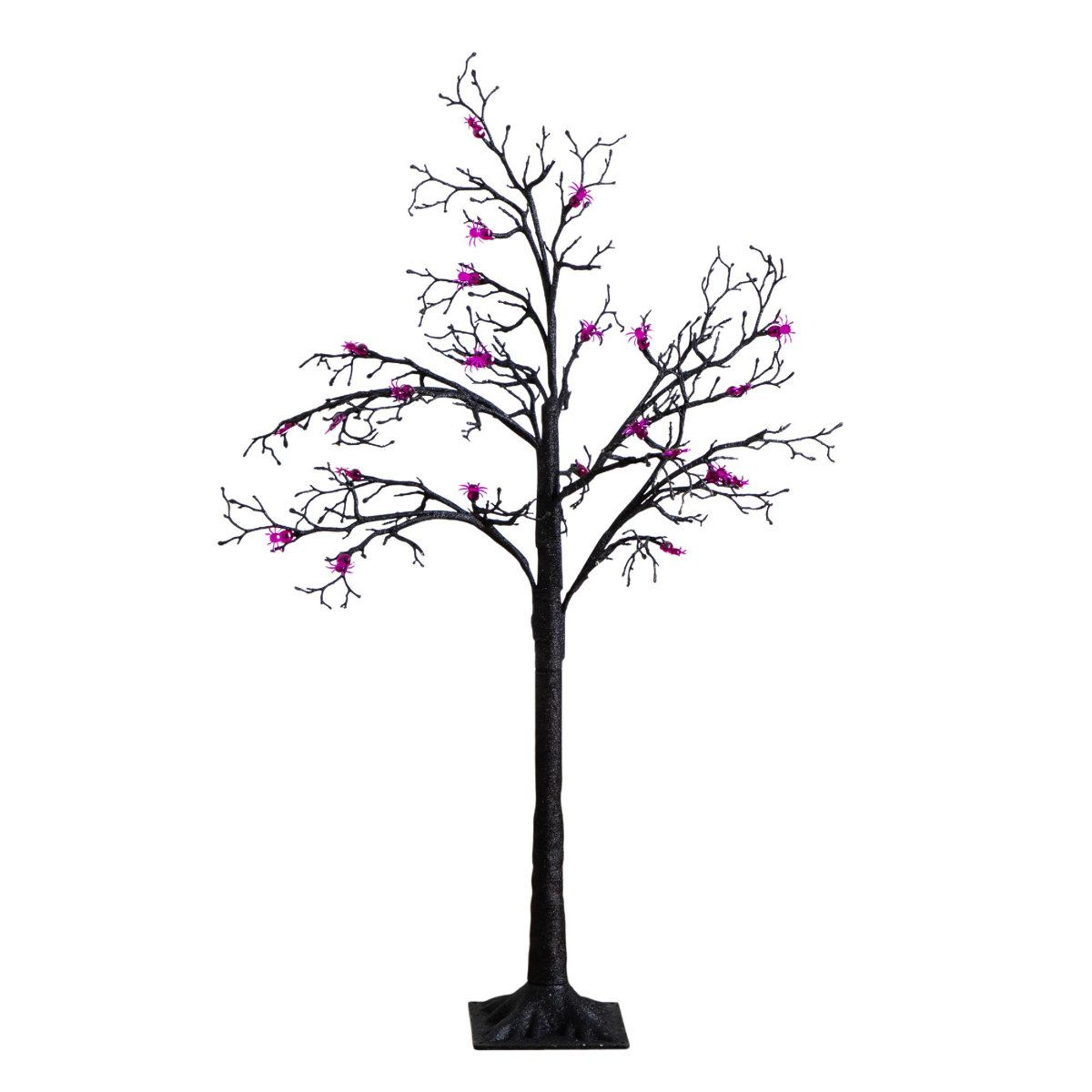 PreLit Artificial Halloween Spider Twig Tree With Purple LED Lights 11