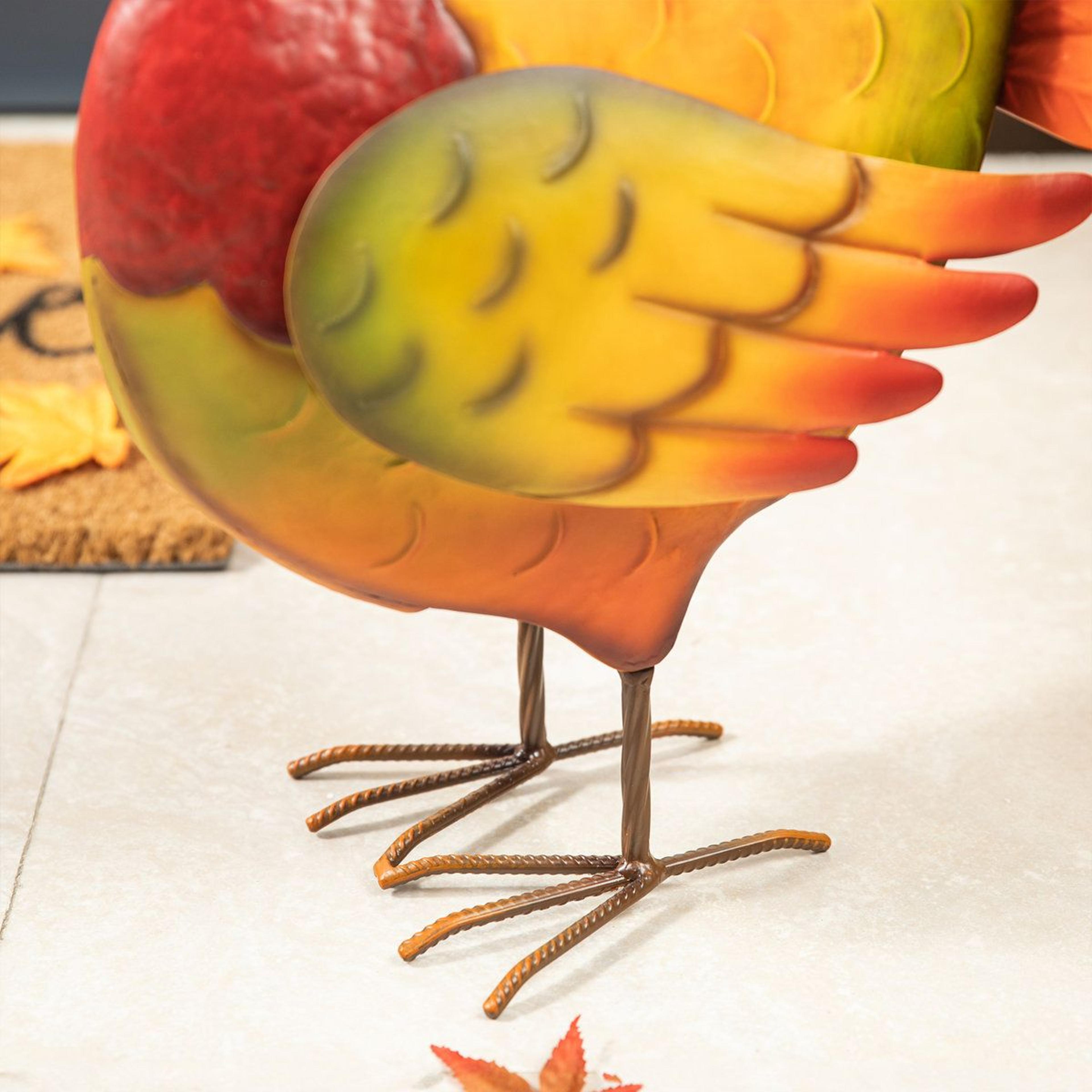 Thanksgiving Turkey Metal Figurine Decoration For Indoor And Outdoor Fall Decor 4
