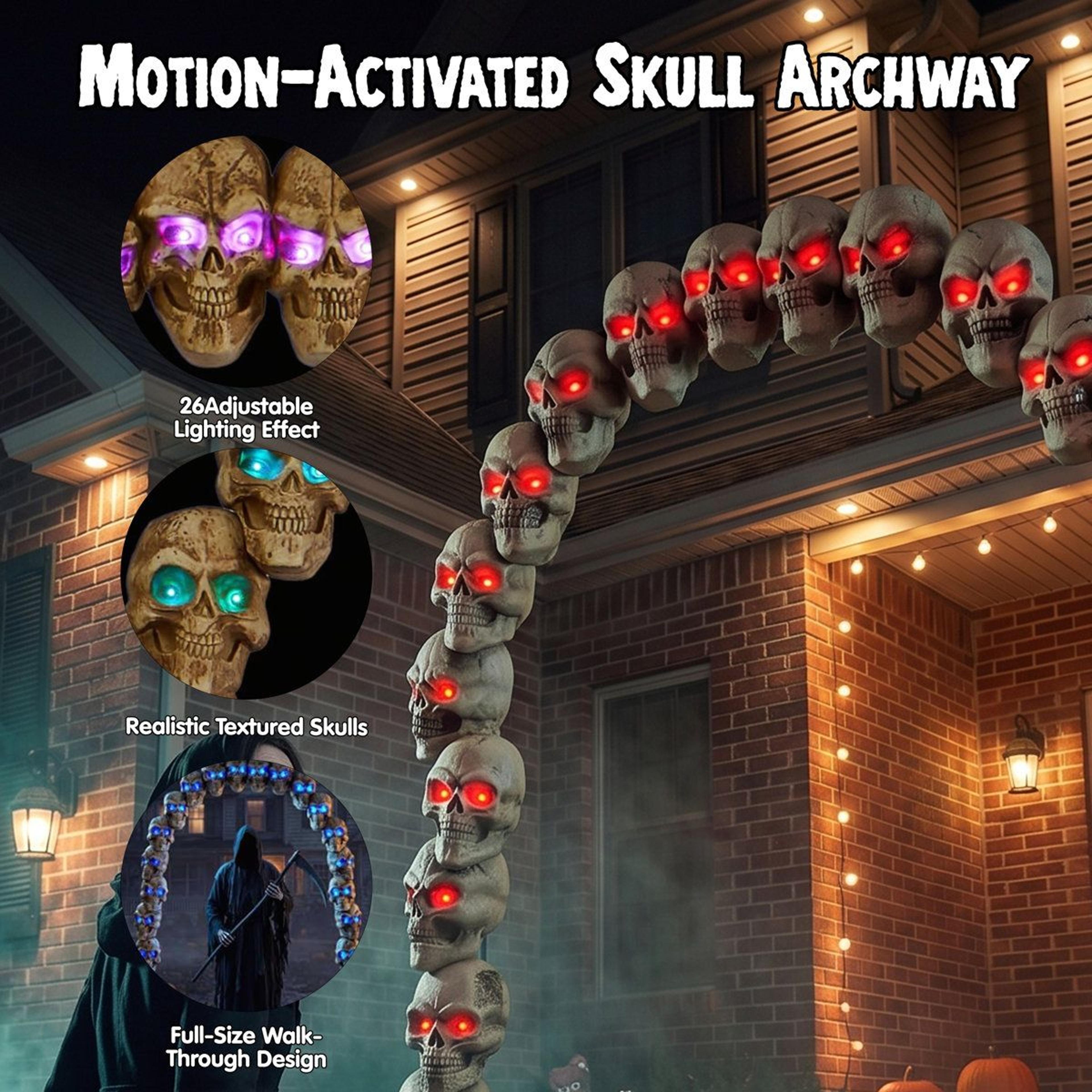 72 Ft Halloween Skeleton Archway With RGB LED Lights And Motion Sensor 3