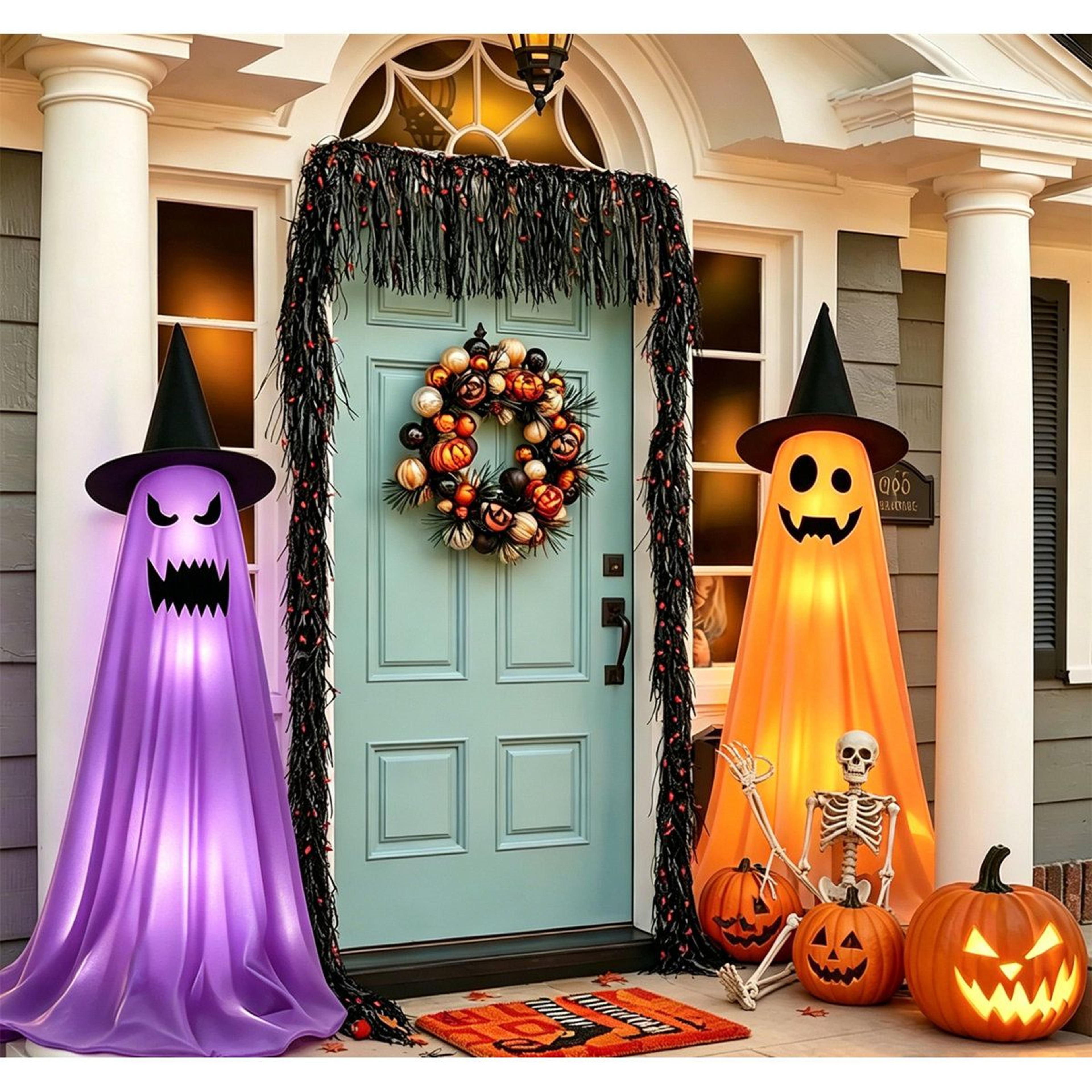 4Pack Outdoor Halloween Ghost Decorations With LED String Lights And Remote 6