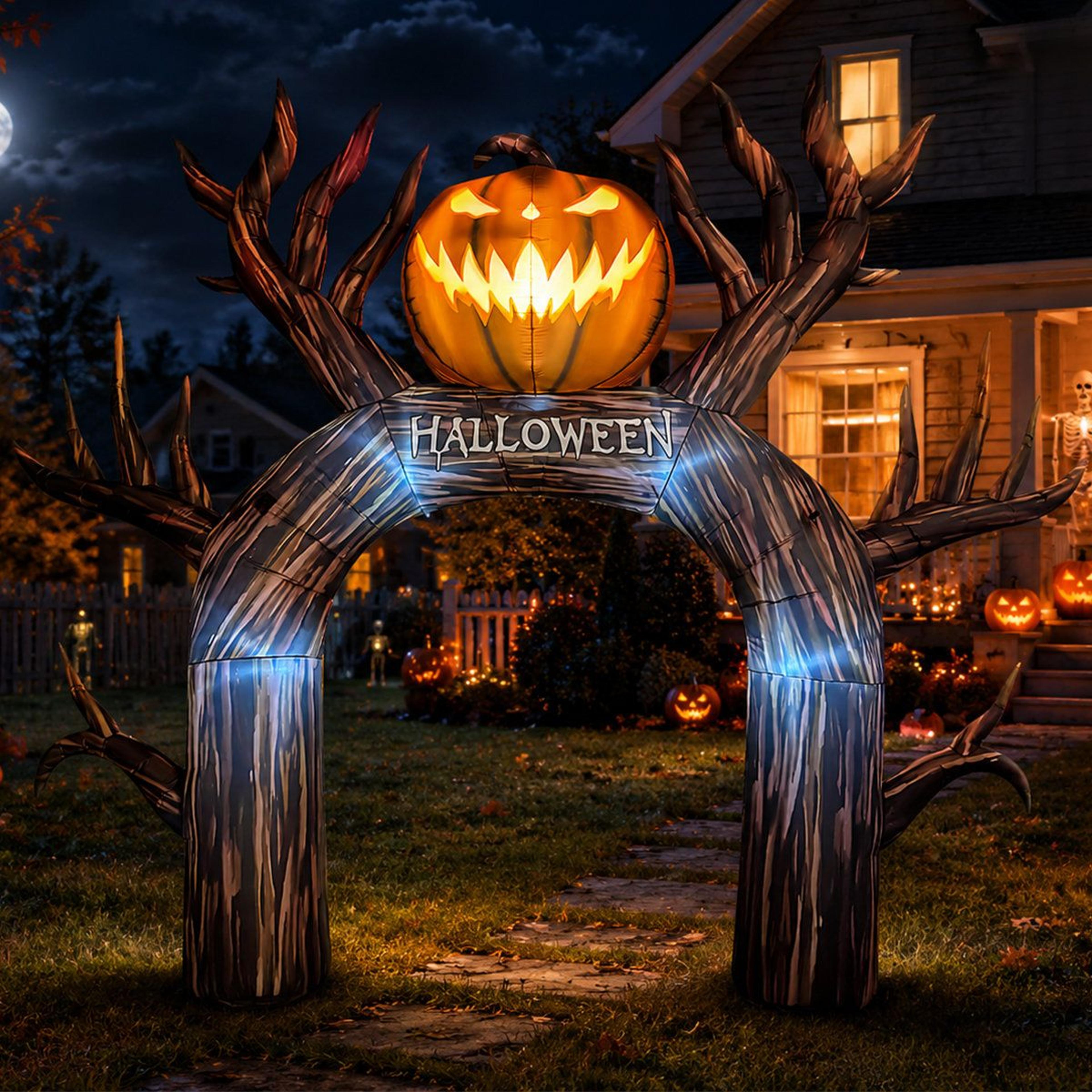 123 FT Lighted Halloween Inflatable Dead Tree Archway With Glowing Pumpkin 5