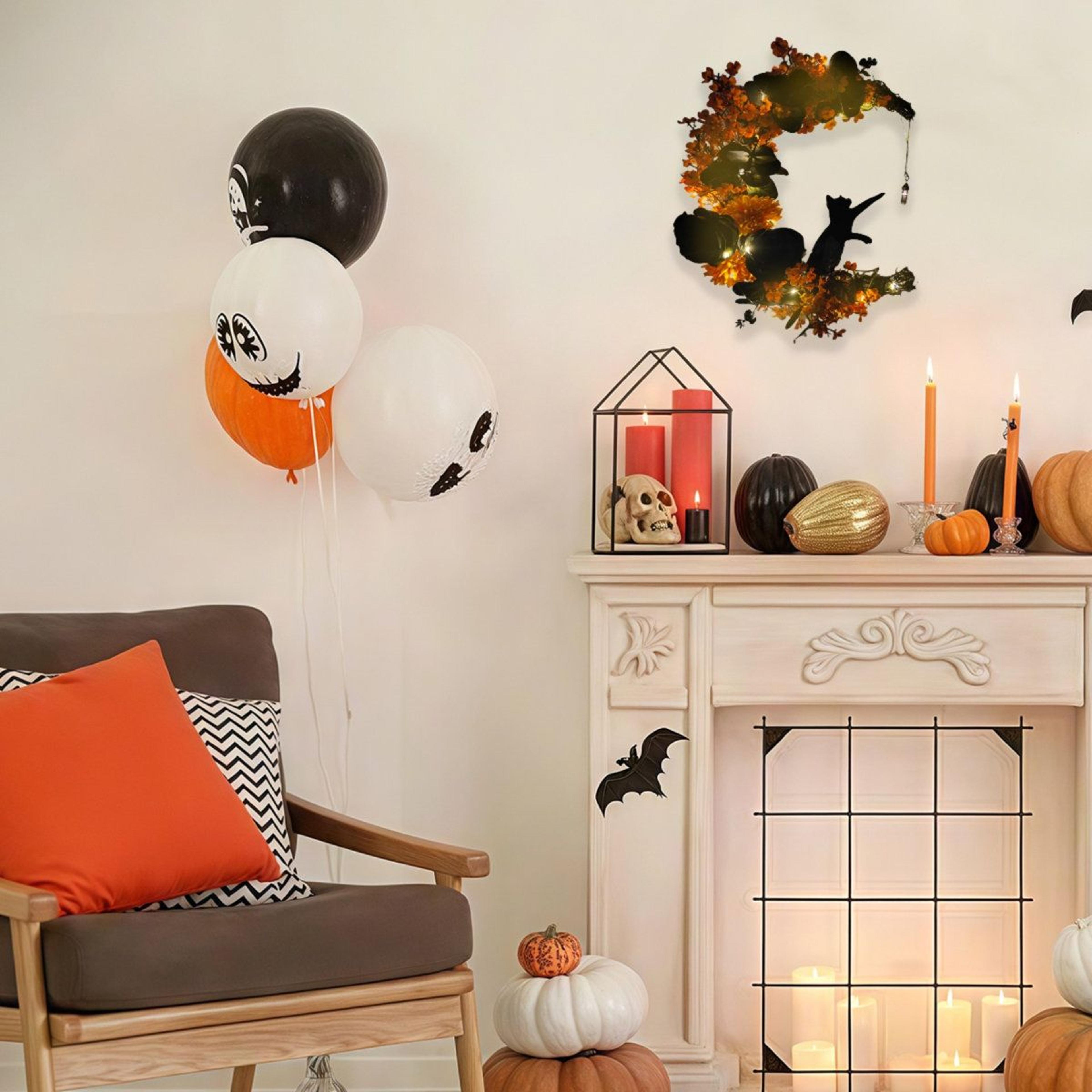 Halloween Black Inflatable Decoration With White LED Lights 5