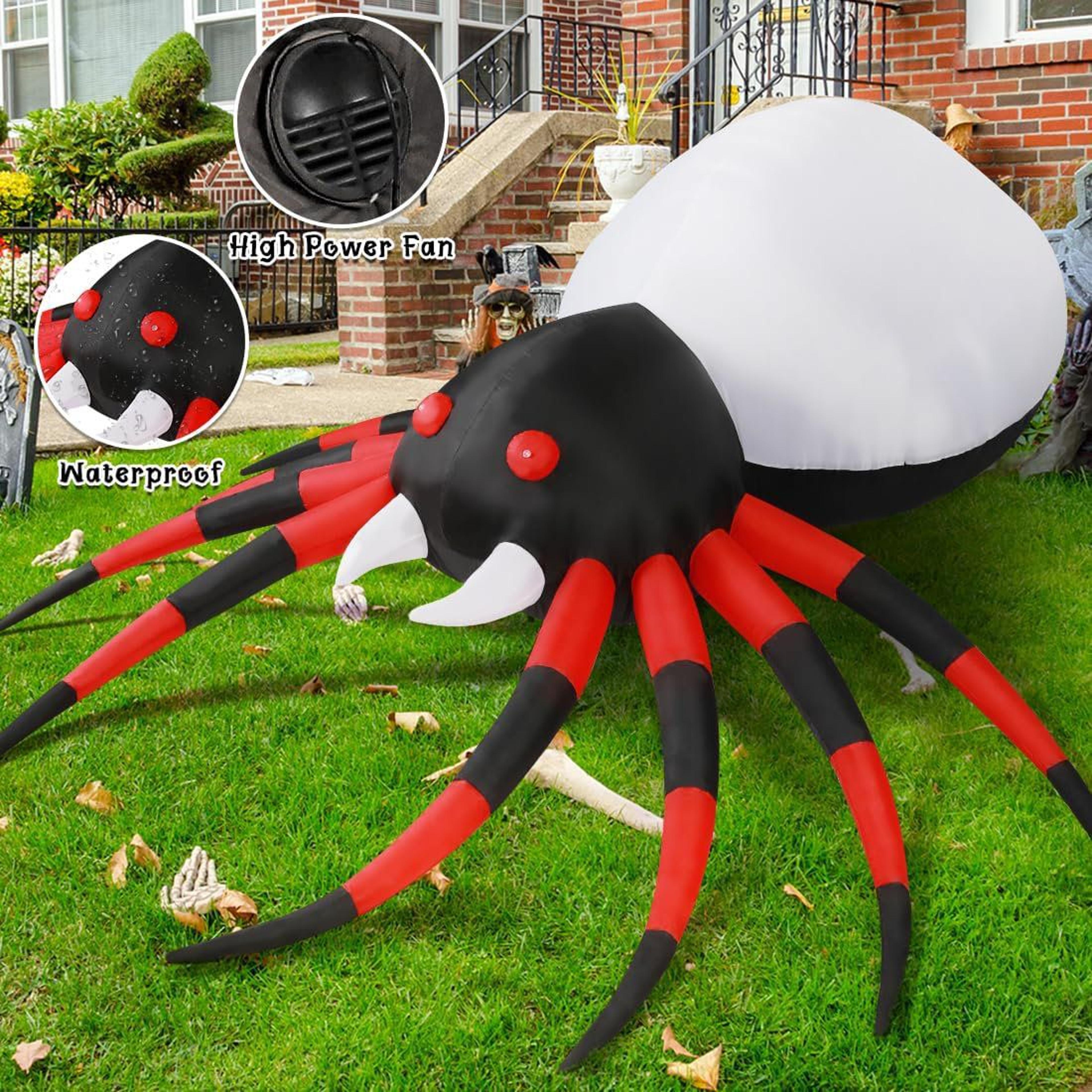 Halloween Inflatable Spider With Multicolor LED Lights And WeatherResistant Polyester 1