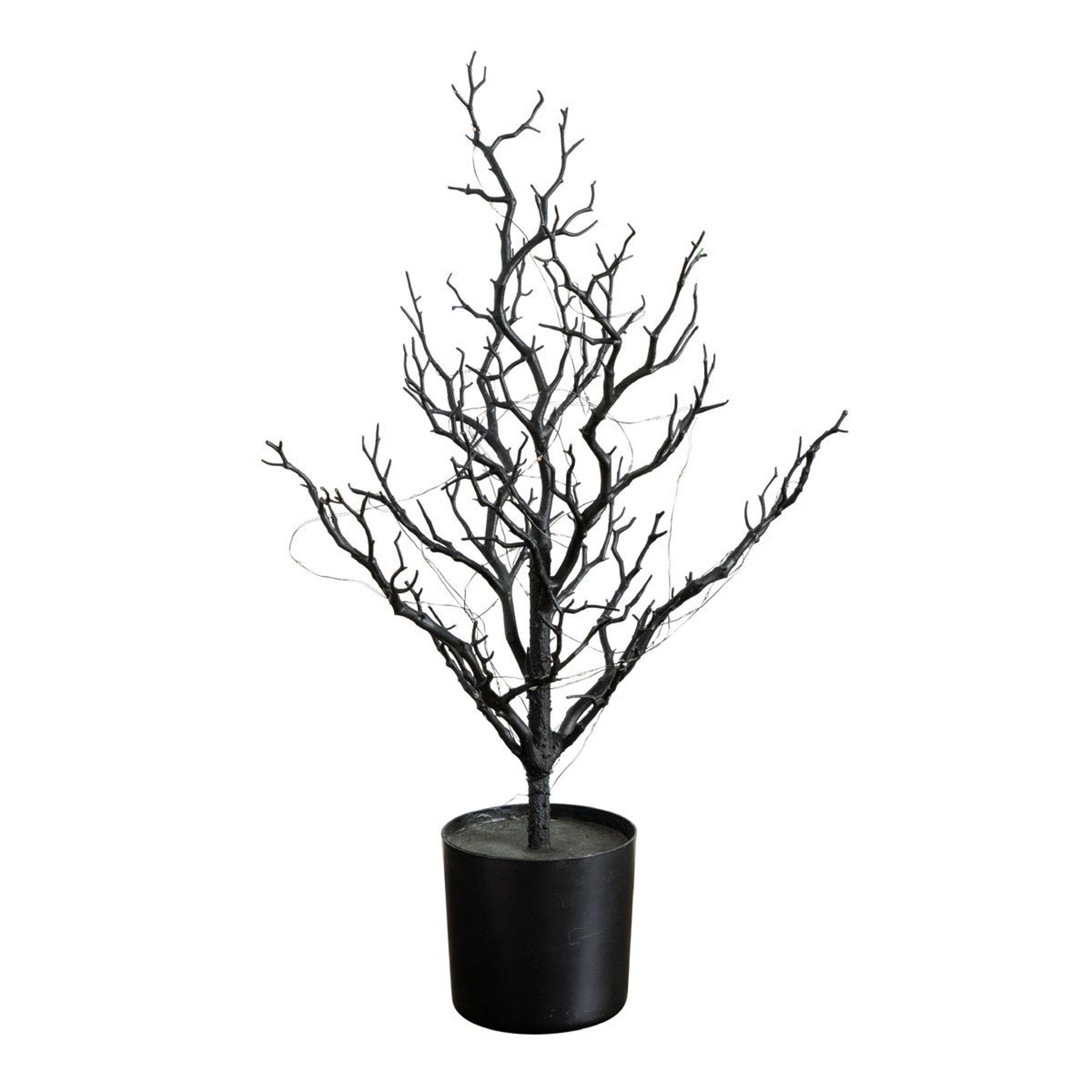 2 ft pre-lit halloween black twig tree with orange and purple led lights
