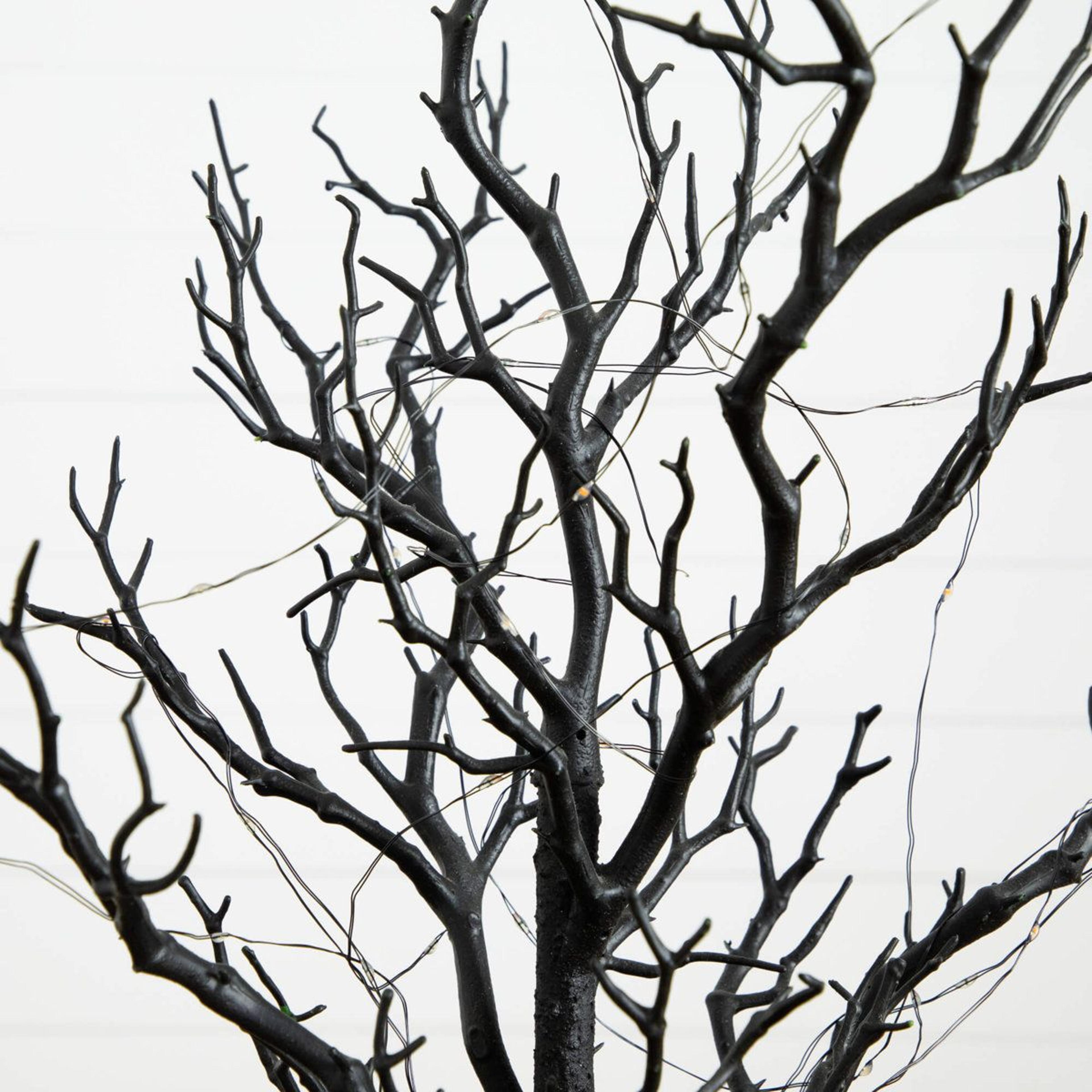 2 Ft PreLit Halloween Black Twig Tree With Orange And Purple LED Lights 1