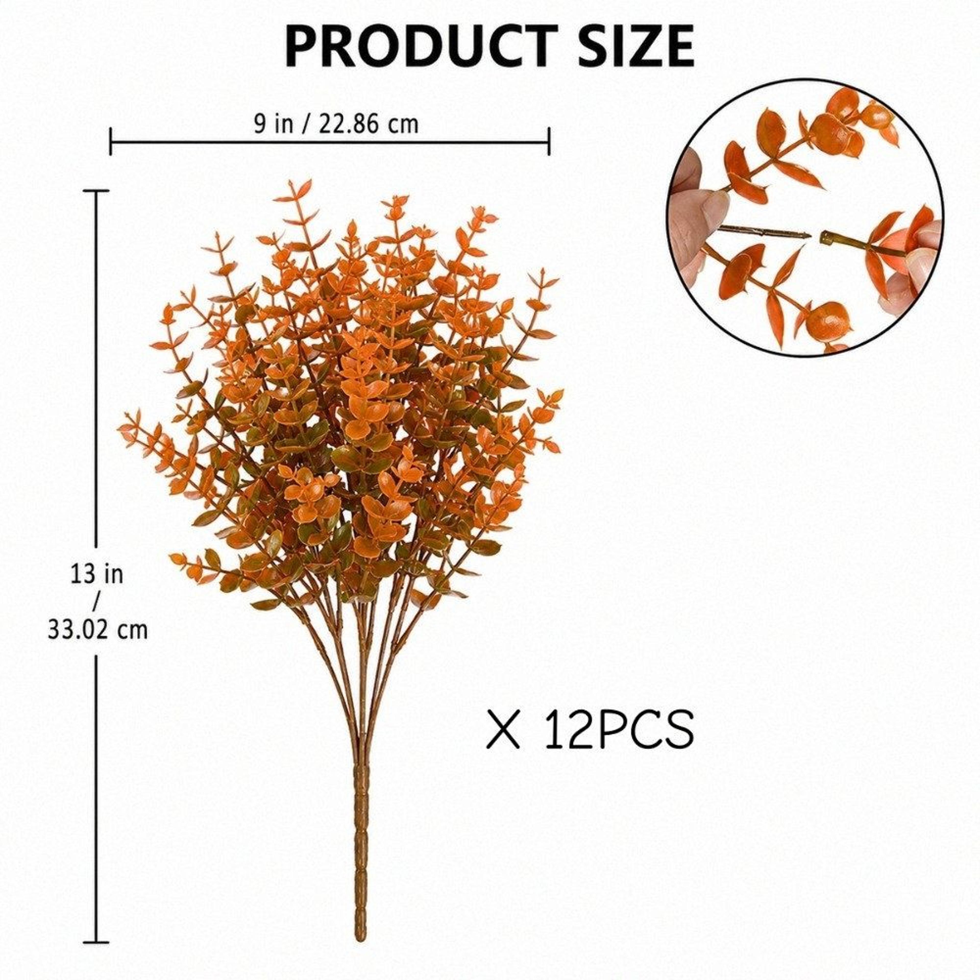 12 Bundles Artificial Fall Eucalyptus Flowers  UVResistant Outdoor Decorations 2
