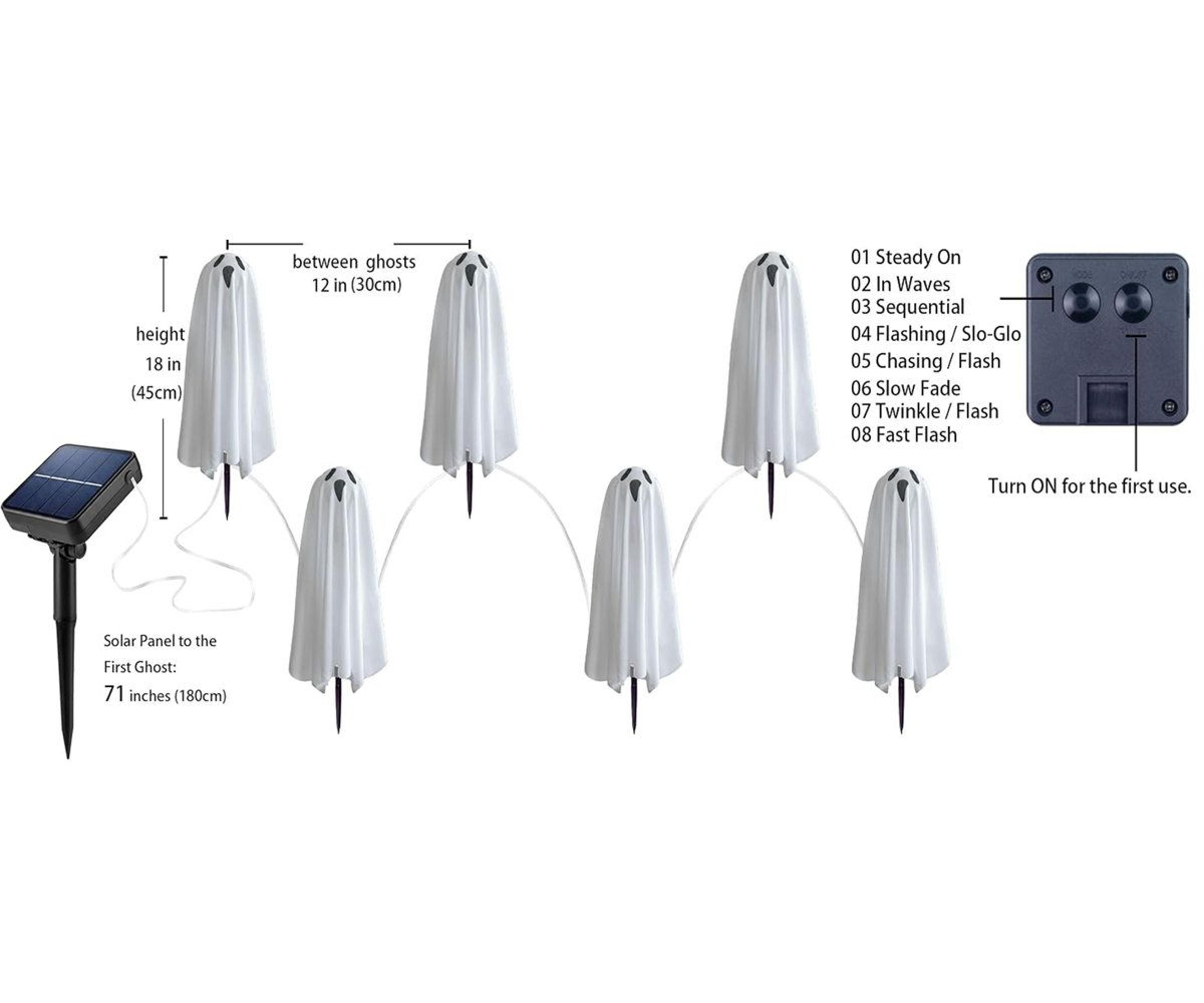6 Pack Solar Ghost Stake Lights For Outdoor Halloween Decorations 2